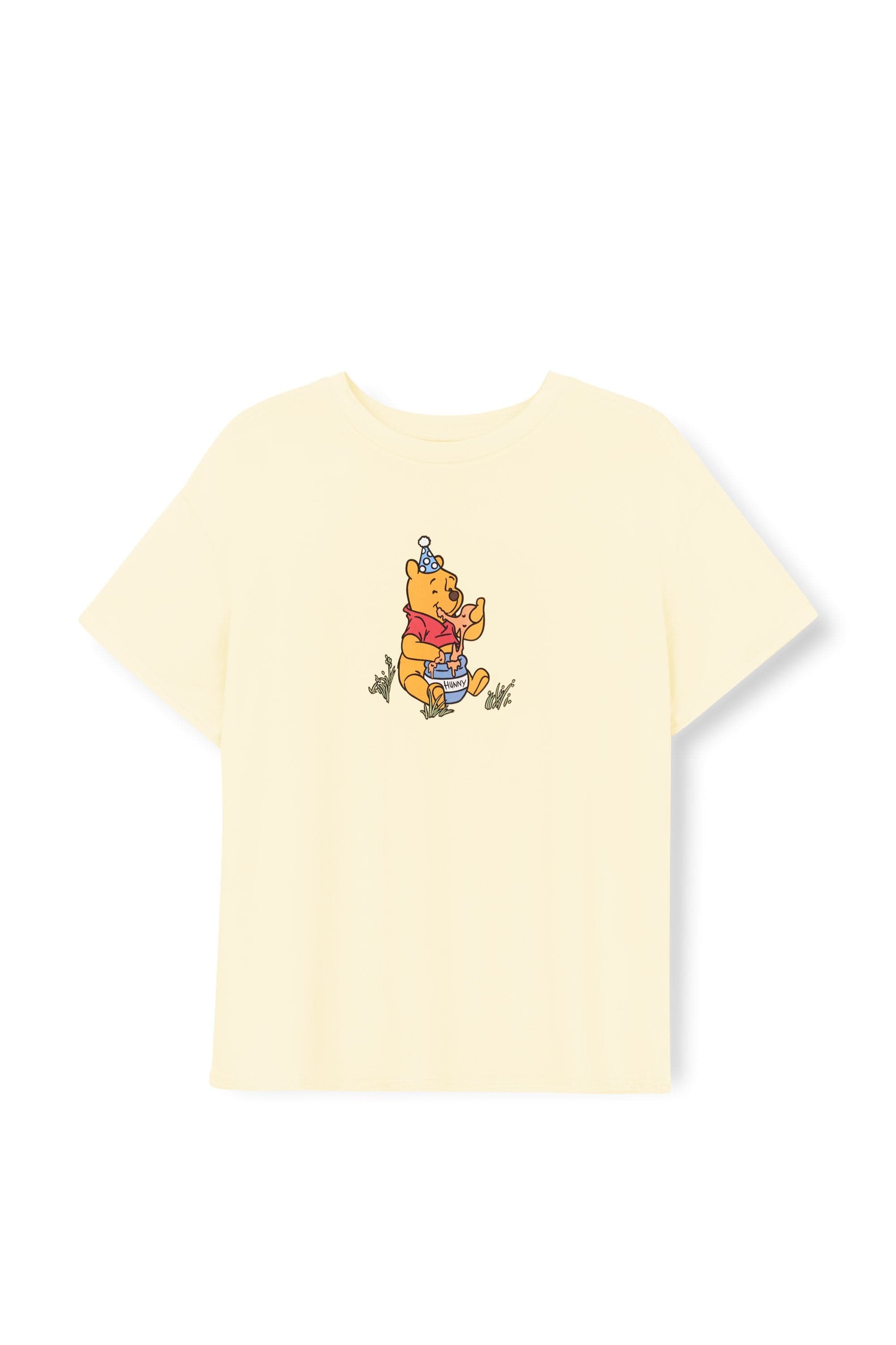 Product photo of the Women's Graphic Tee in Winnie the Pooh on Chamomile on a white surface