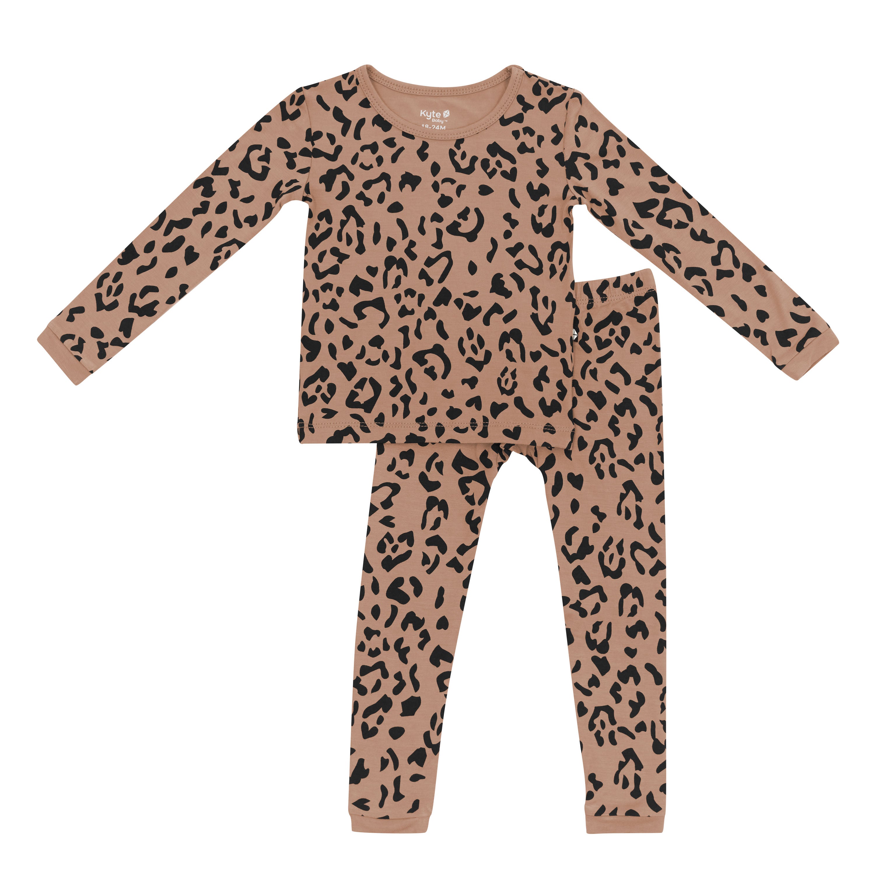 Product photo of the Long Sleeve Pajamas in Latte Leopard