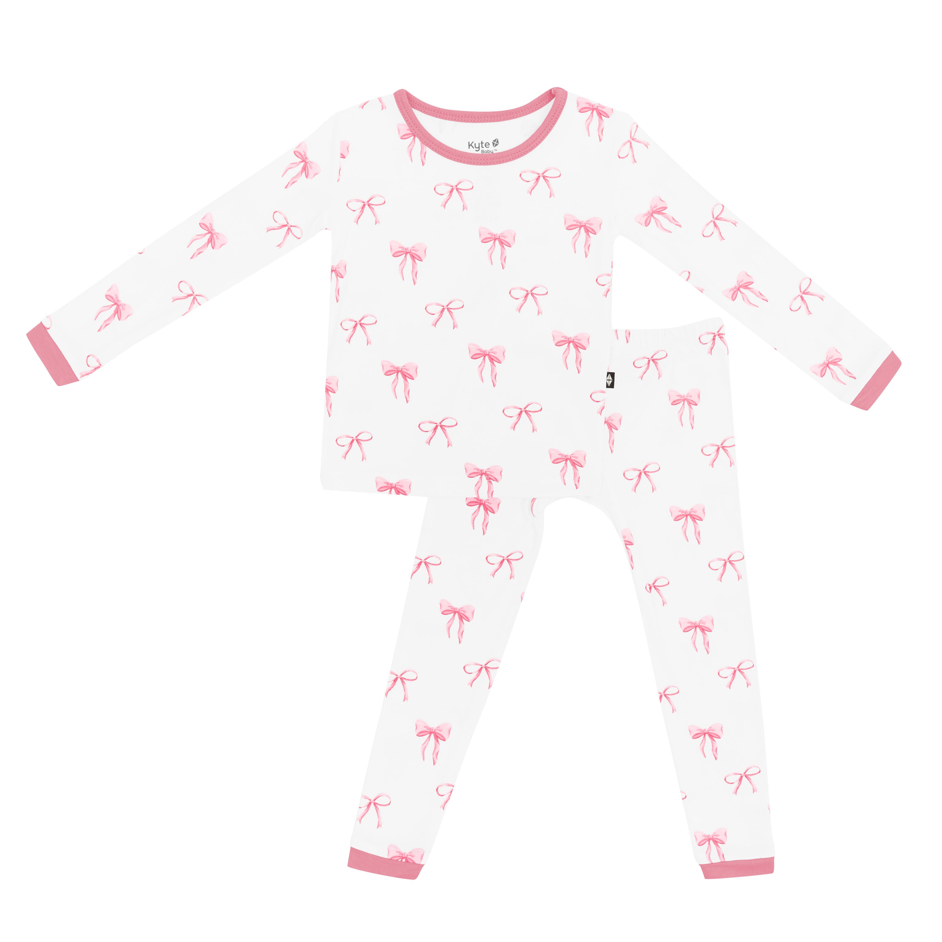 Toddler Long Sleeve Pajamas in Bow Pink