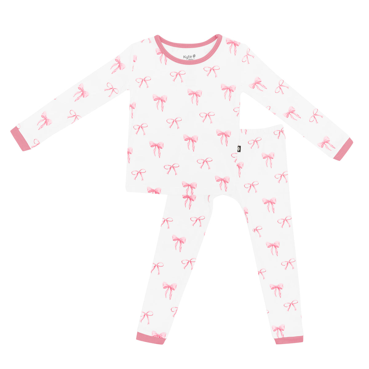 Toddler Long Sleeve Pajamas in Bow Pink