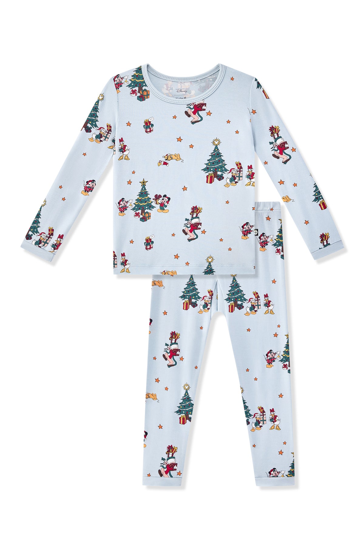 Long Sleeve Pajamas in Mickey & Friends Christmas print on a white background