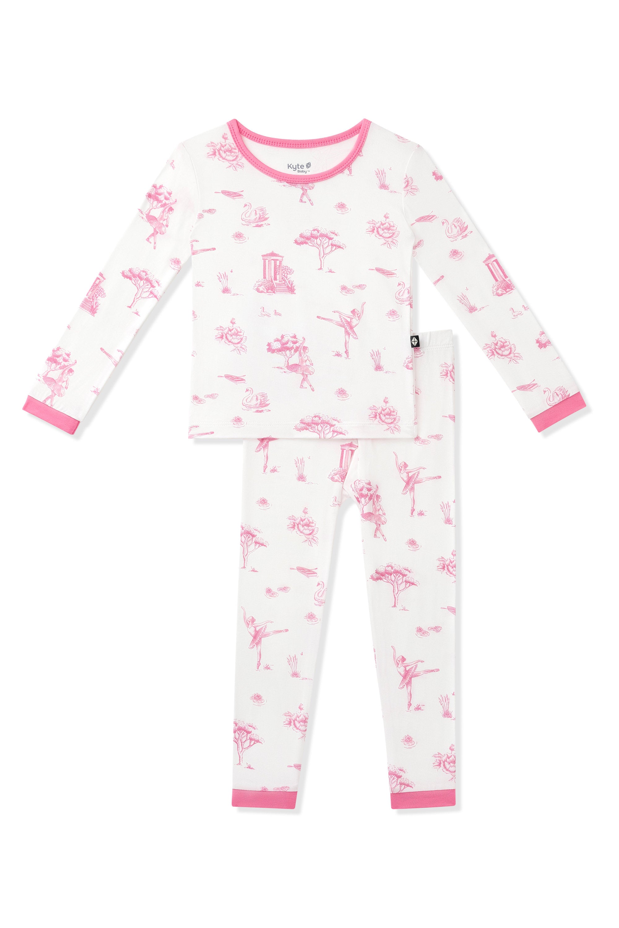 Product photo of the Long Sleeve Pajamas in Toile Ballet on a white background