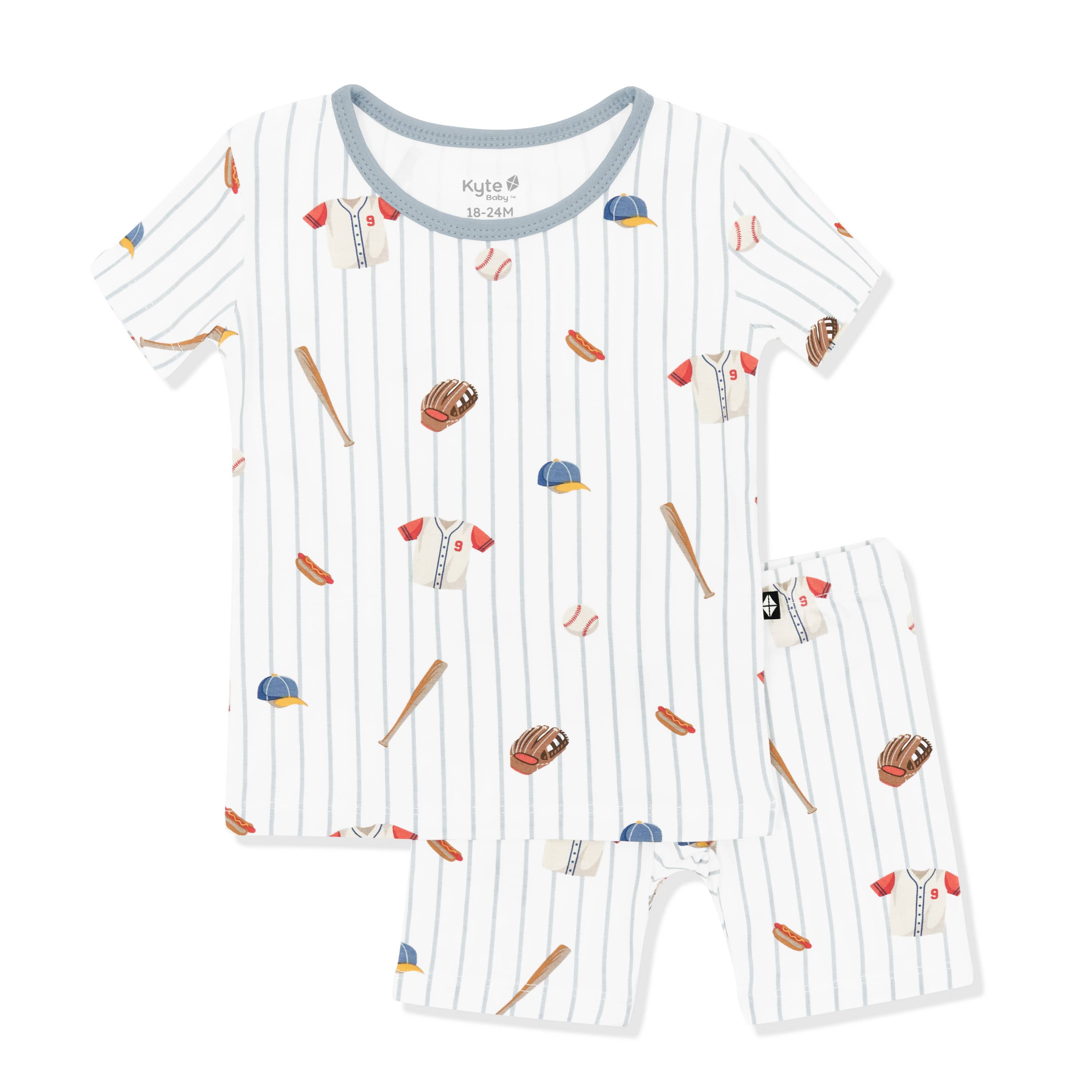 Short Sleeve Pajamas in Home Run shown on a white surface