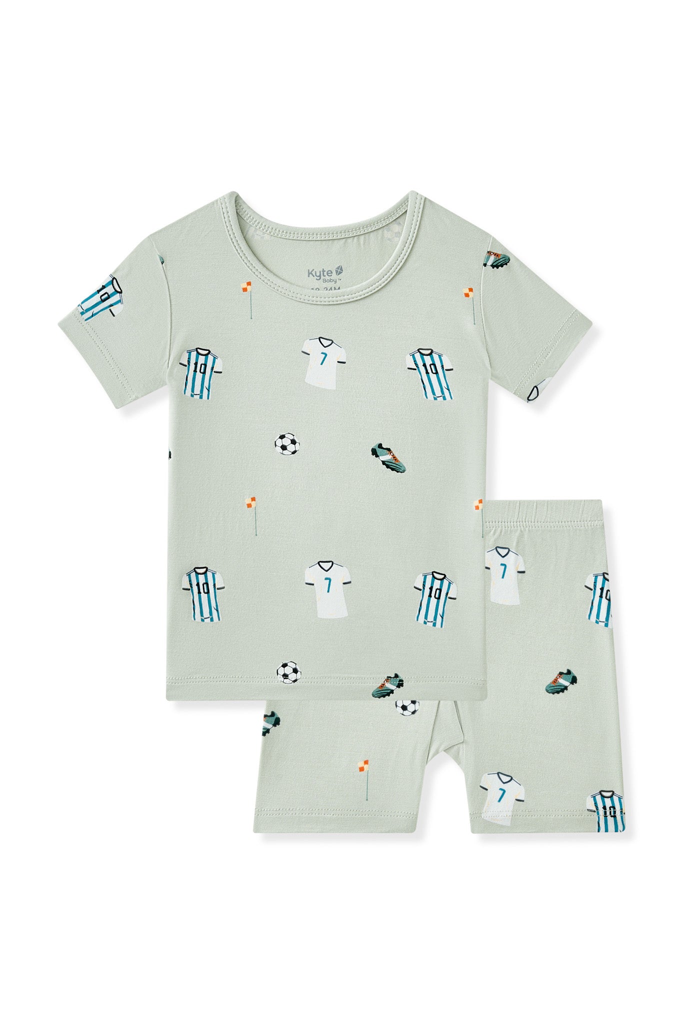 Short Sleeve Pajamas in Soccer print on white background