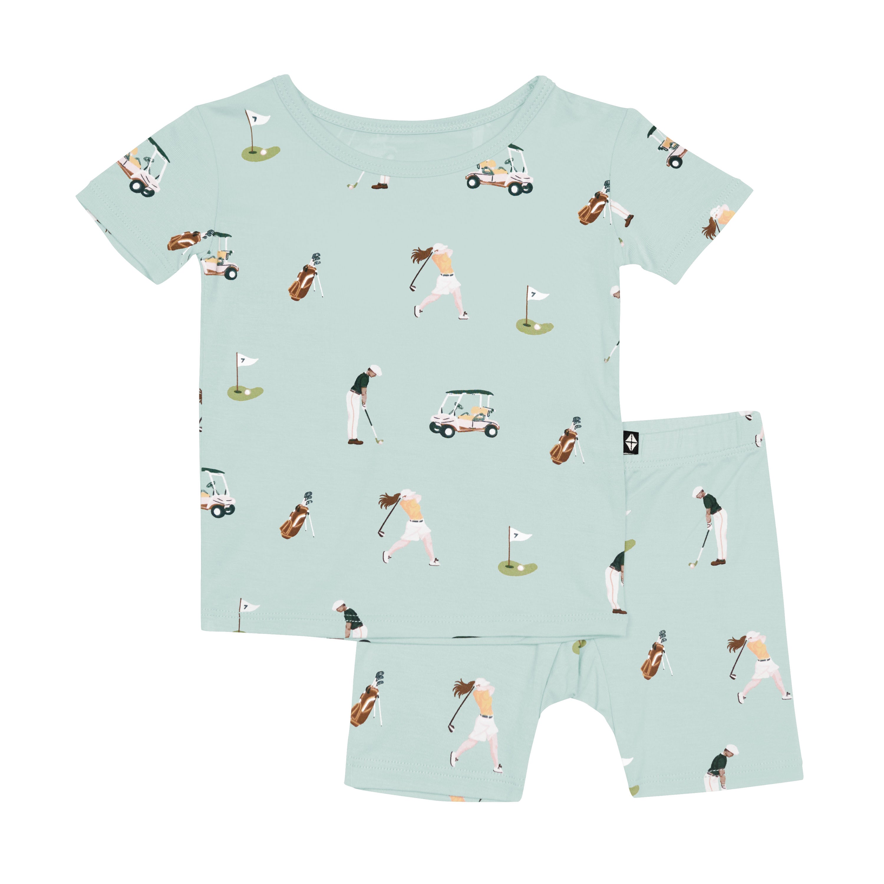 Short Sleeve Blue Kids Pajamas in Golf