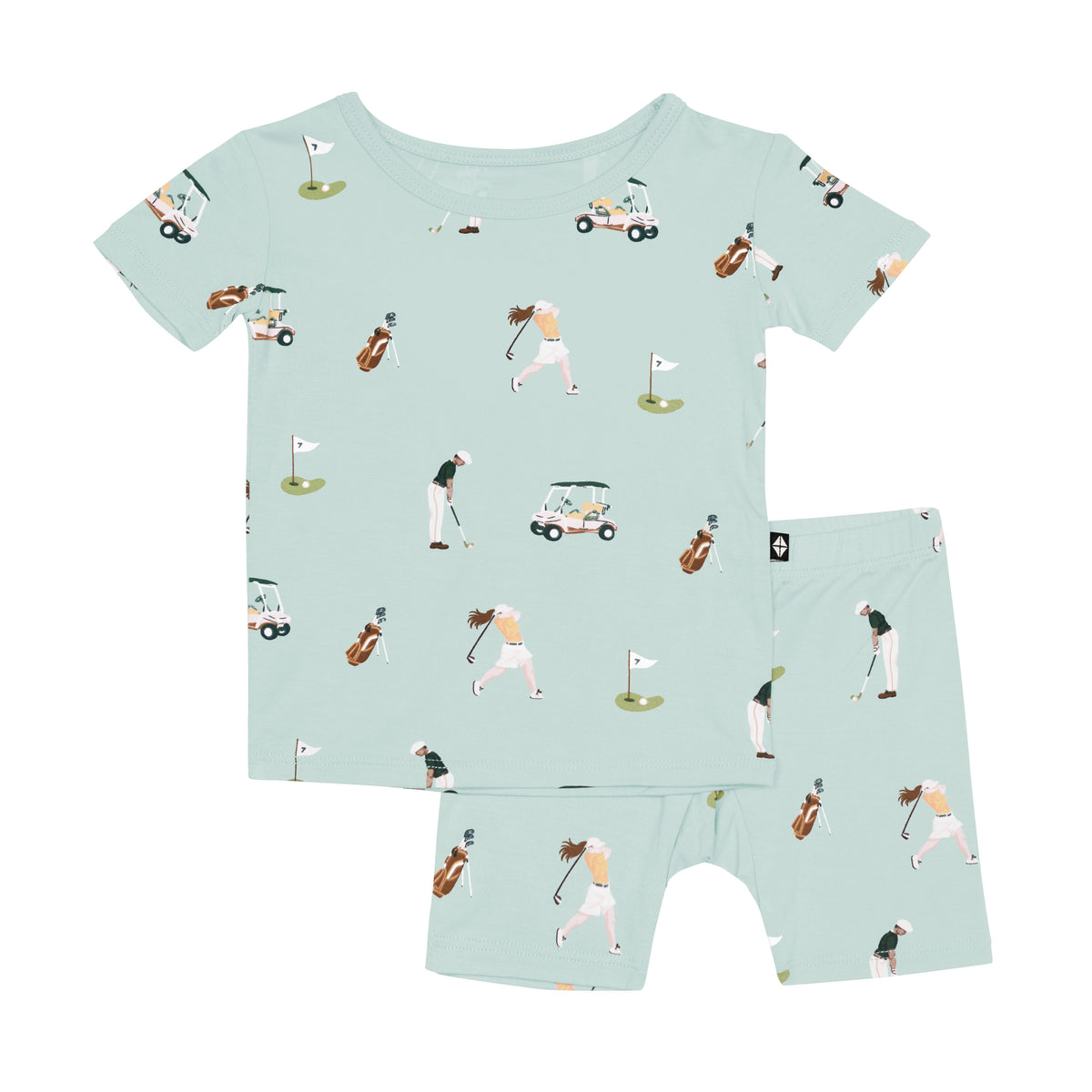 Short Sleeve Blue Kids Pajamas in Golf