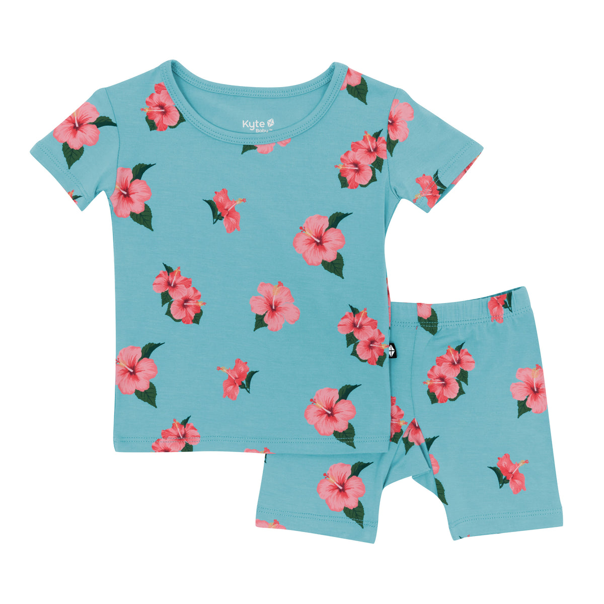 Short Sleeve Kids Pajamas in Hibiscus
