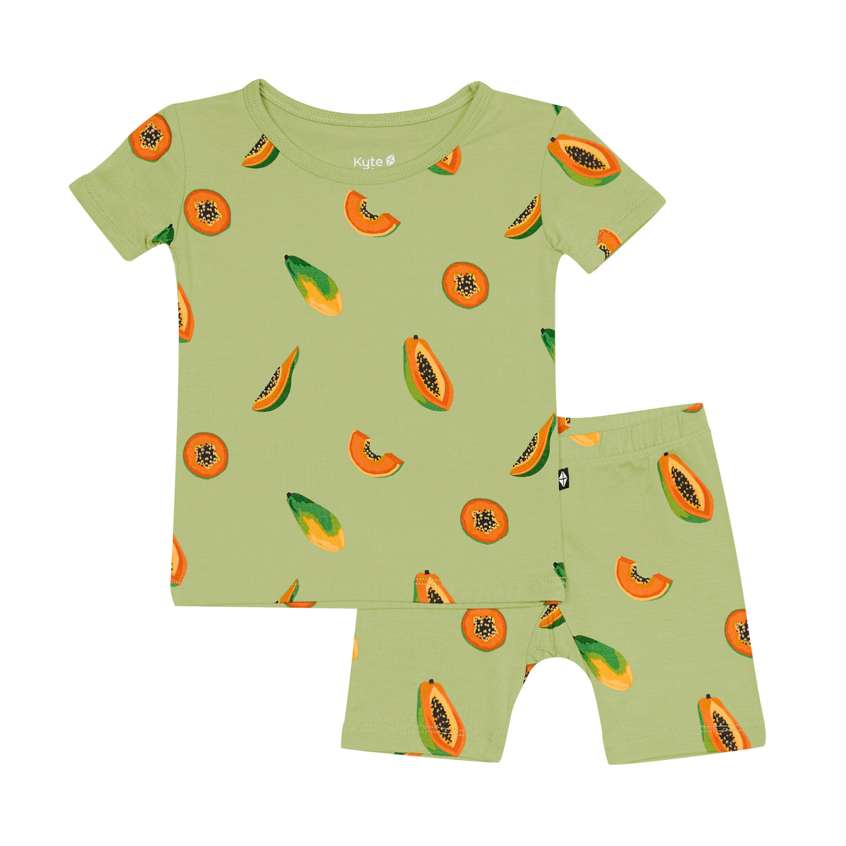 Short Sleeve Kids Pajamas in Papaya