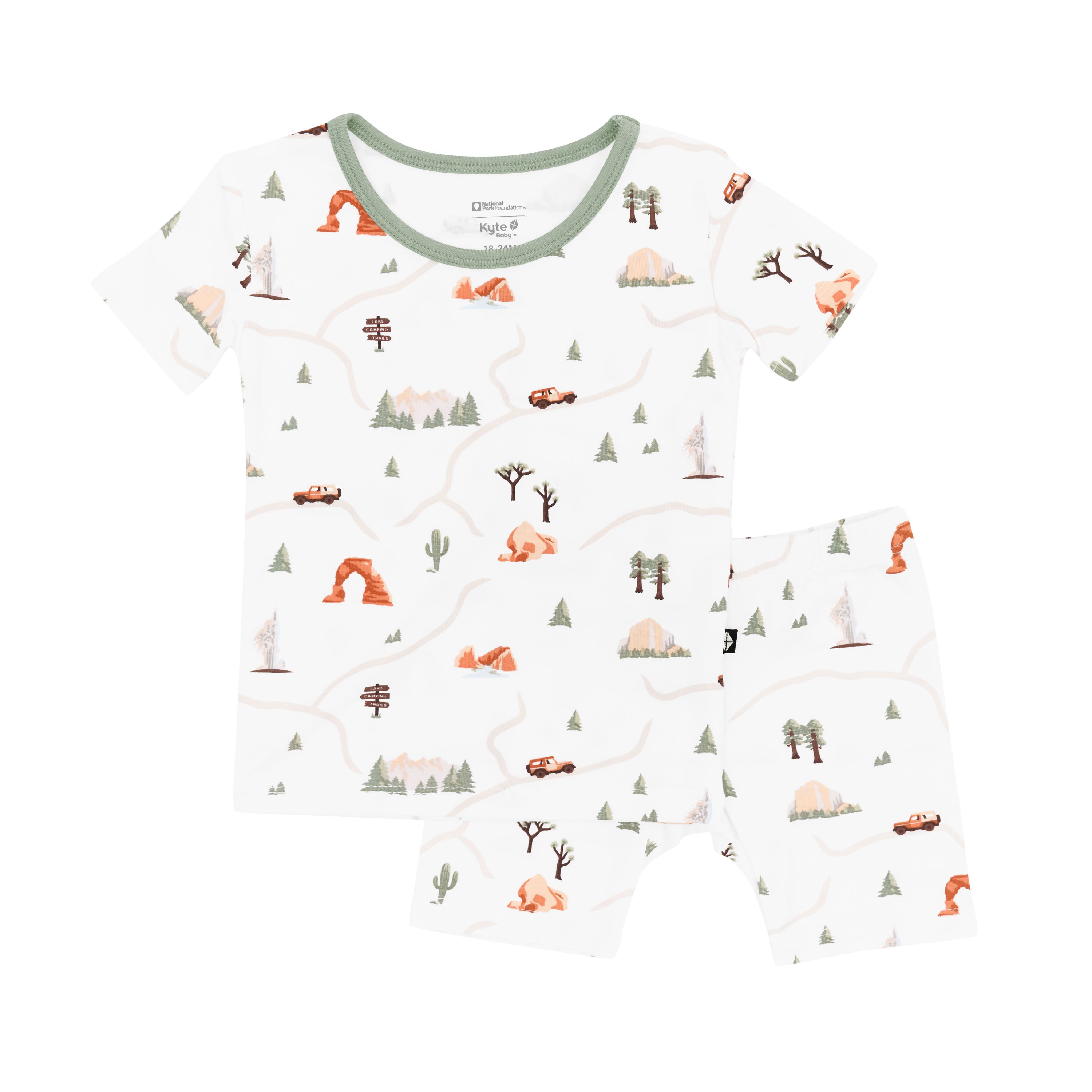 Kyte Baby's Short Sleeve Pajamas in Road Trip
