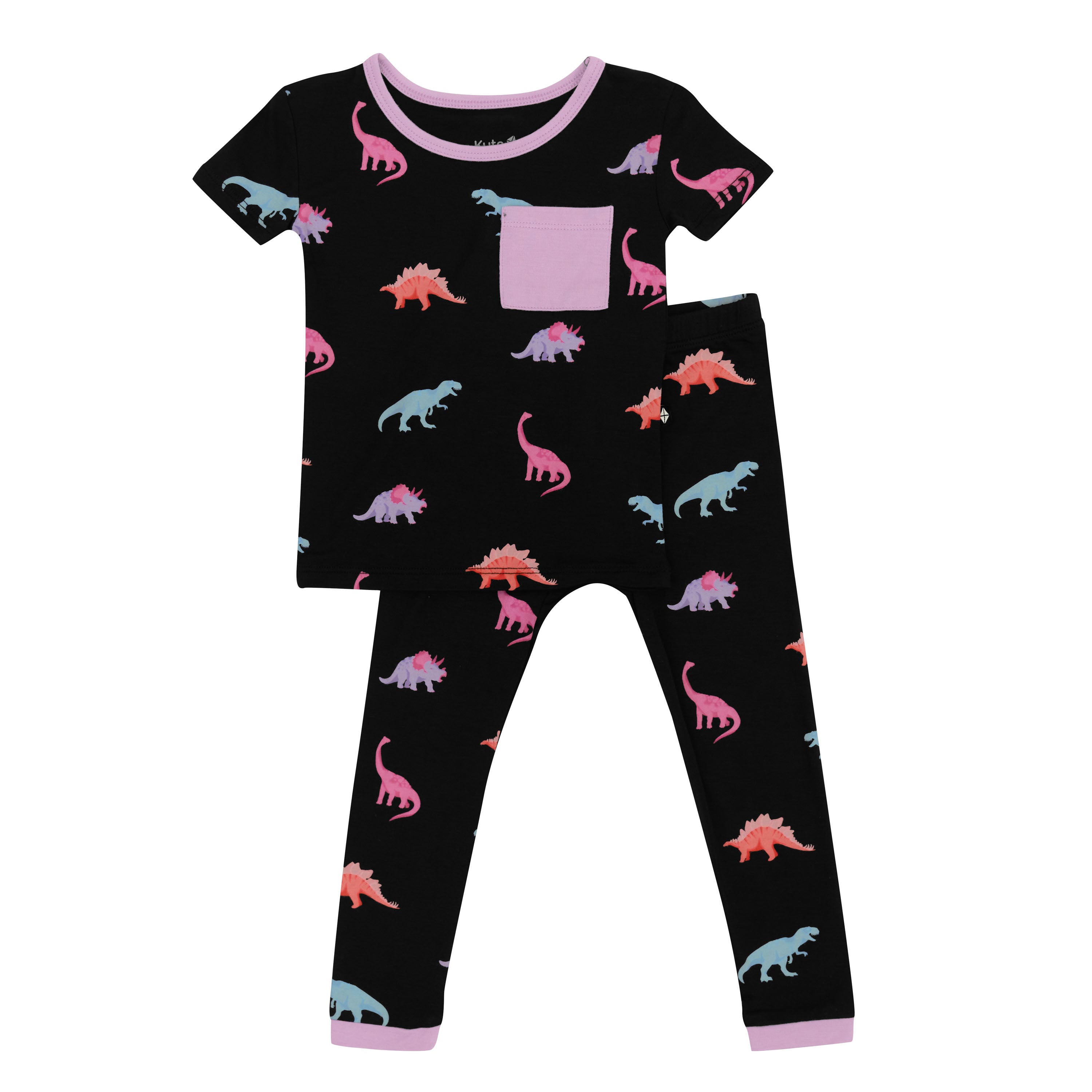 Short Sleeve Toddler Pajamas with Pants in Midnight Roar Dinosaur