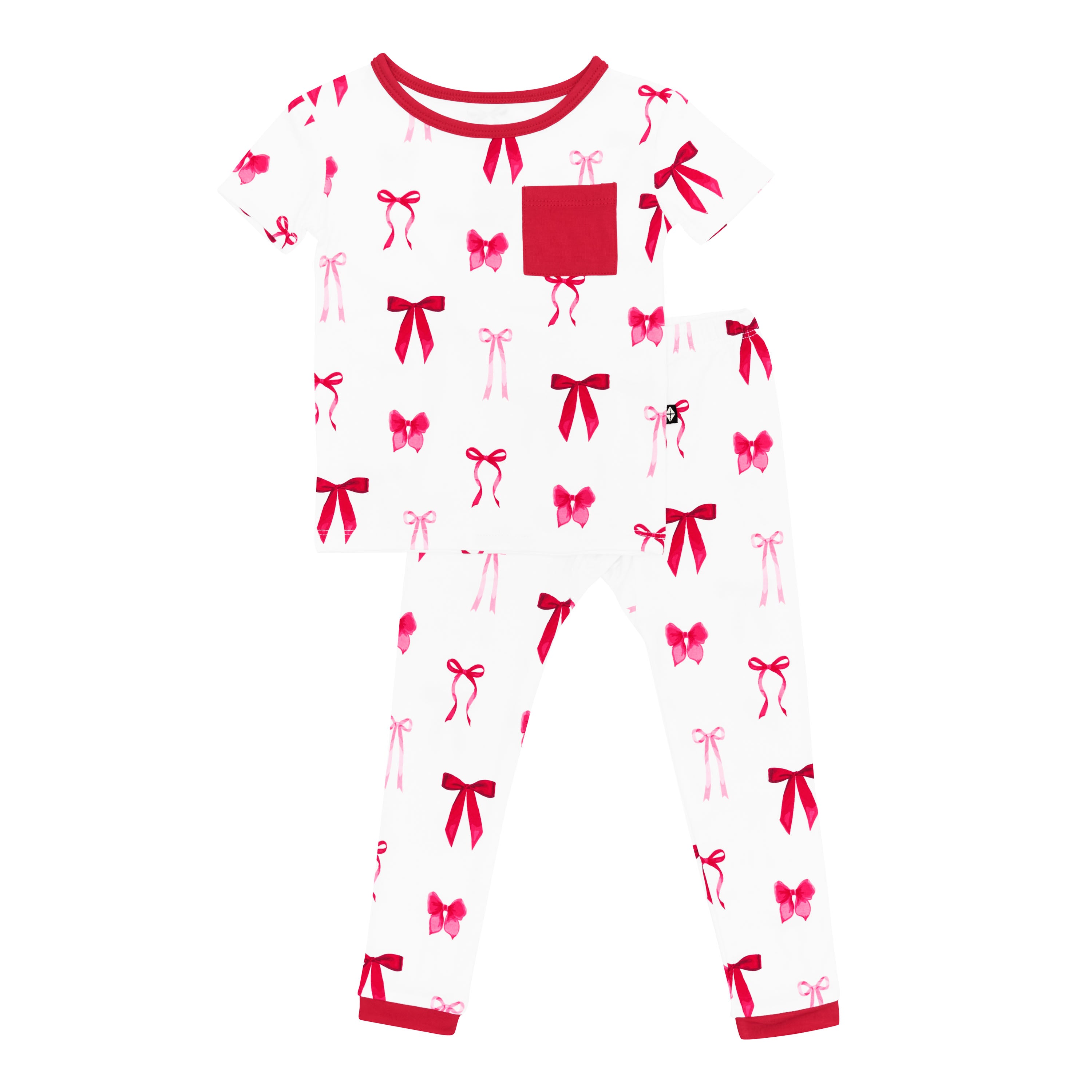 Product photo of the temperature regulating Short Sleeve with Pants Pajamas in Small Love Bow