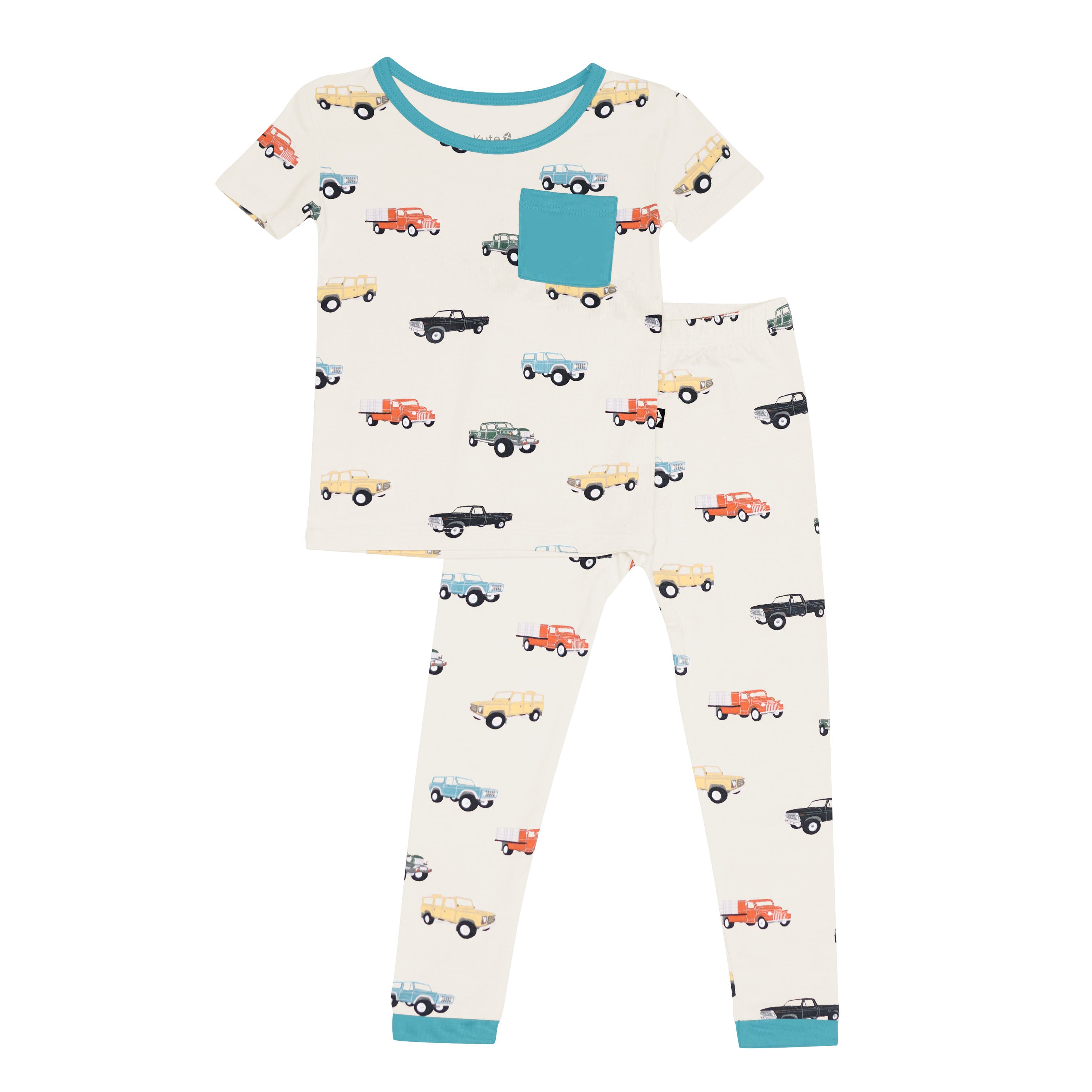 Short Sleeve Toddler Pajamas with Pants in Vintage Truck