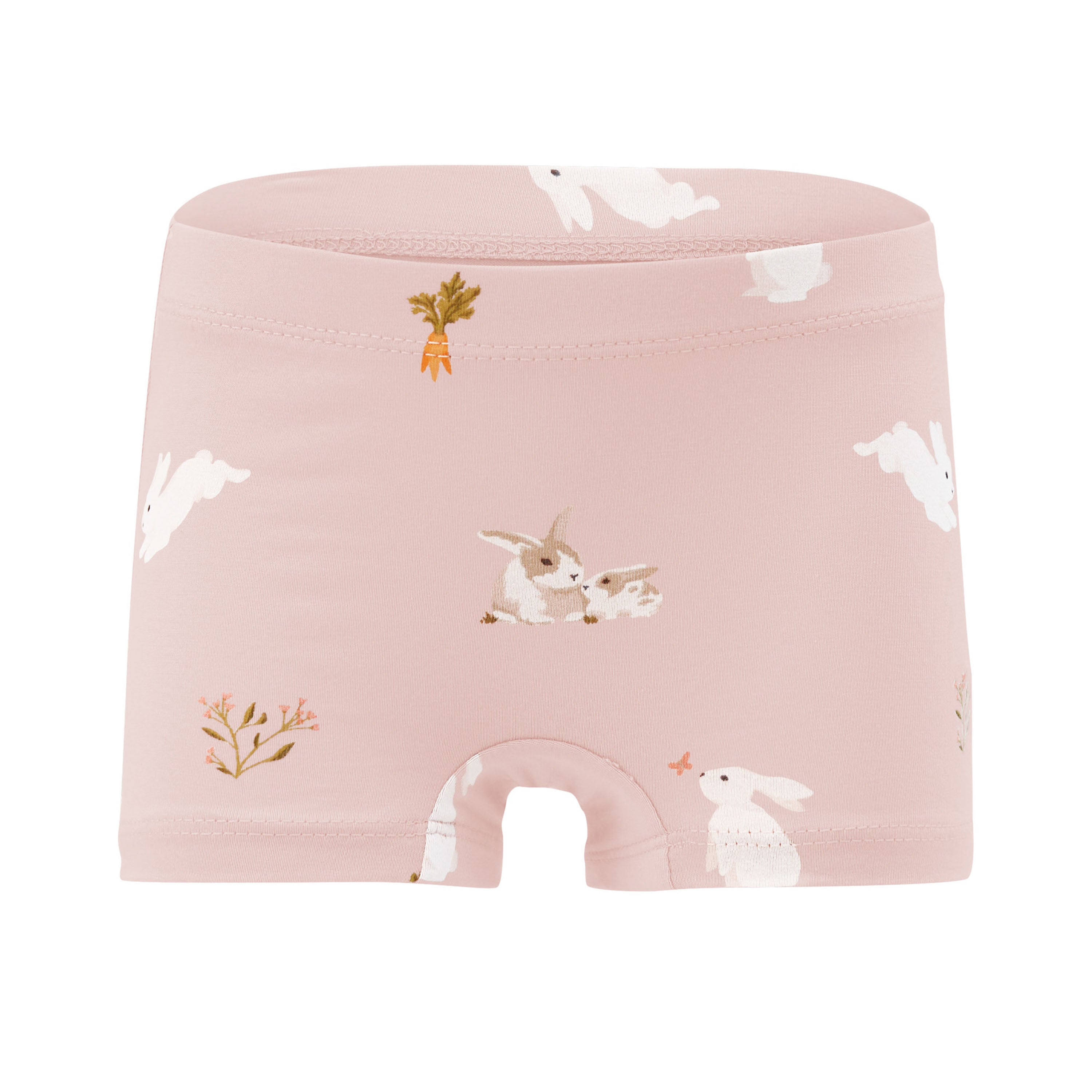 Shorties in Blush Rabbit shown on a ghost mannequin