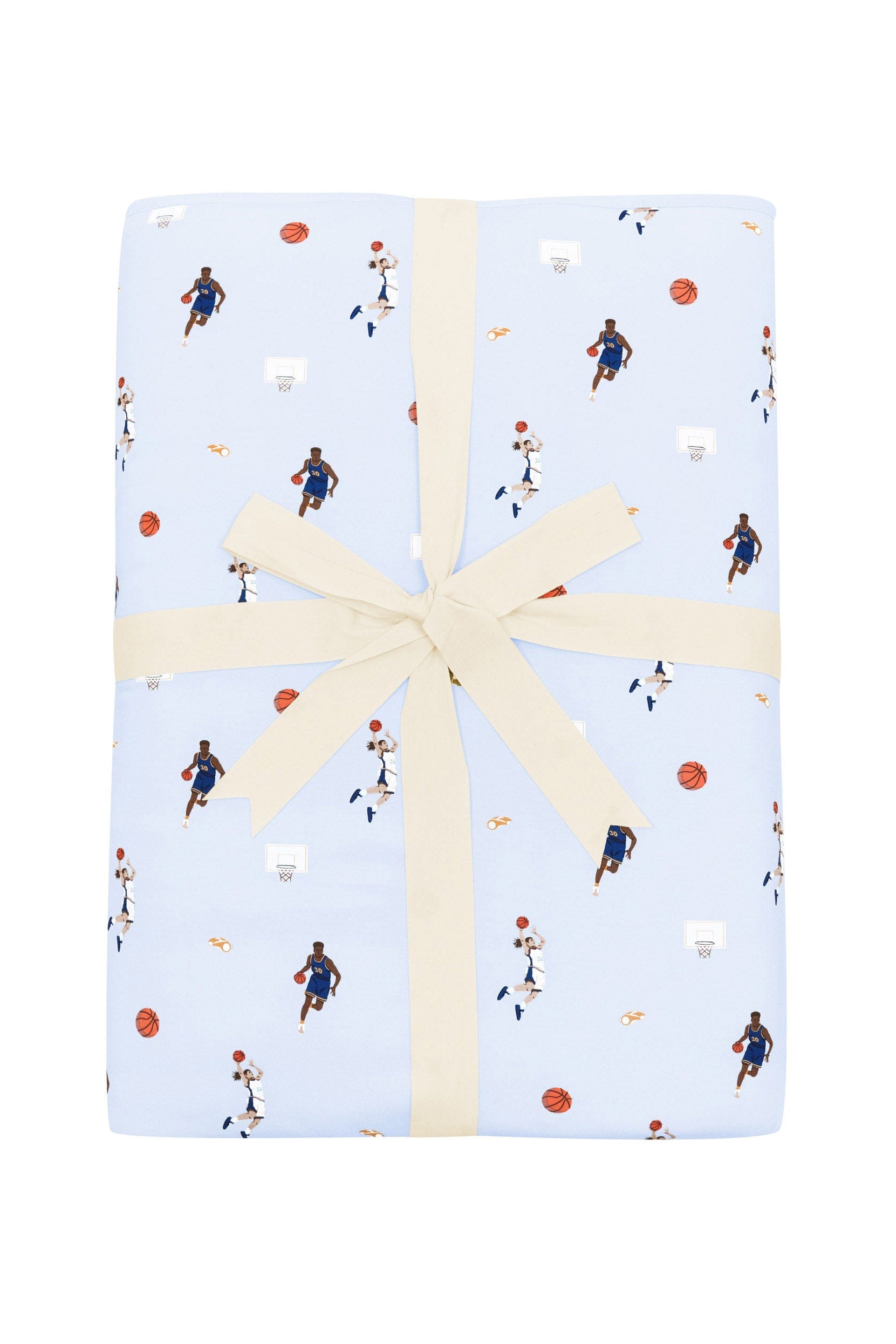 Youth Blanket in Basketball 2.5 shown in its packaging tied in a linen bow