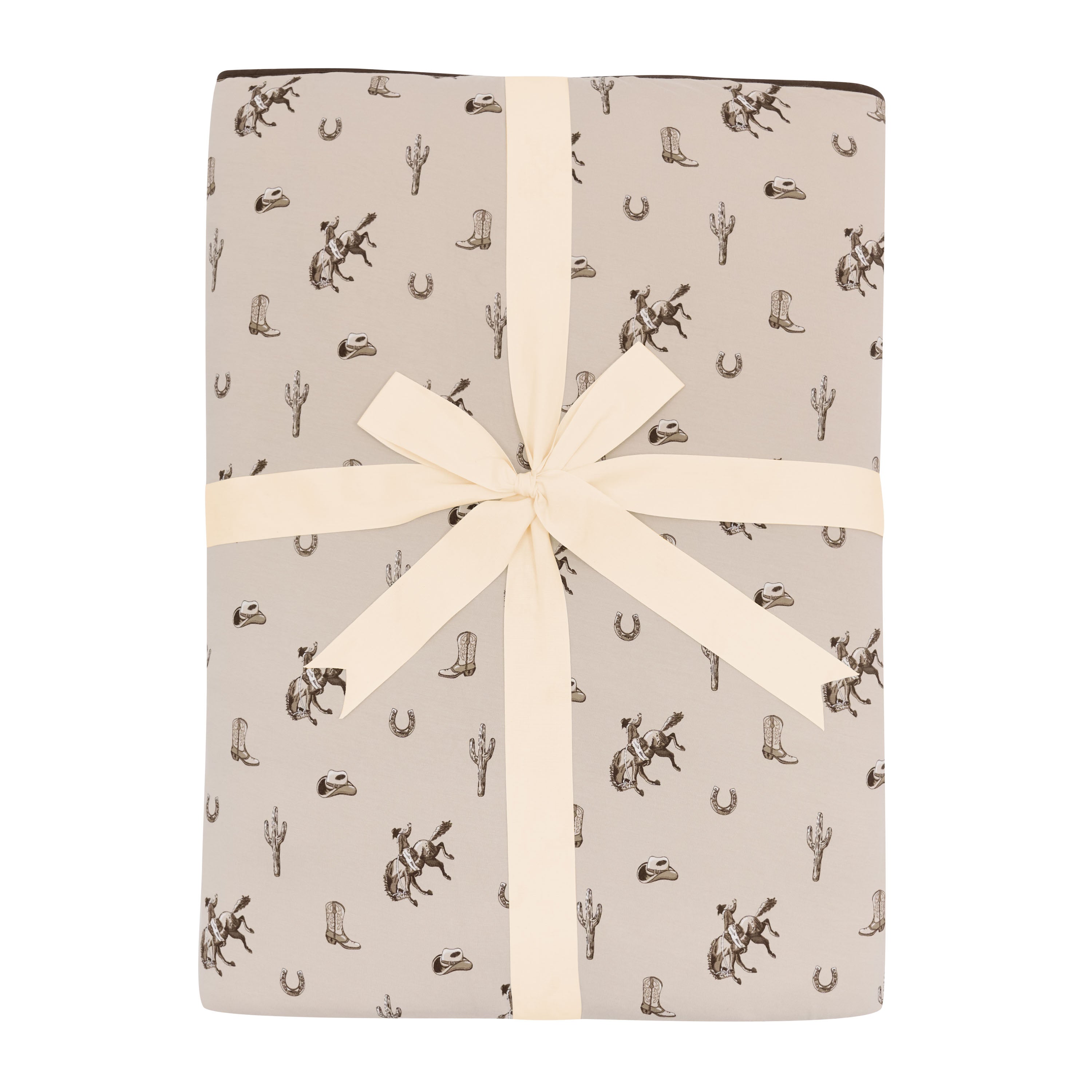 Youth Blanket in Classic Cowboy 2.5 shown tied in its packaging with a linen bow