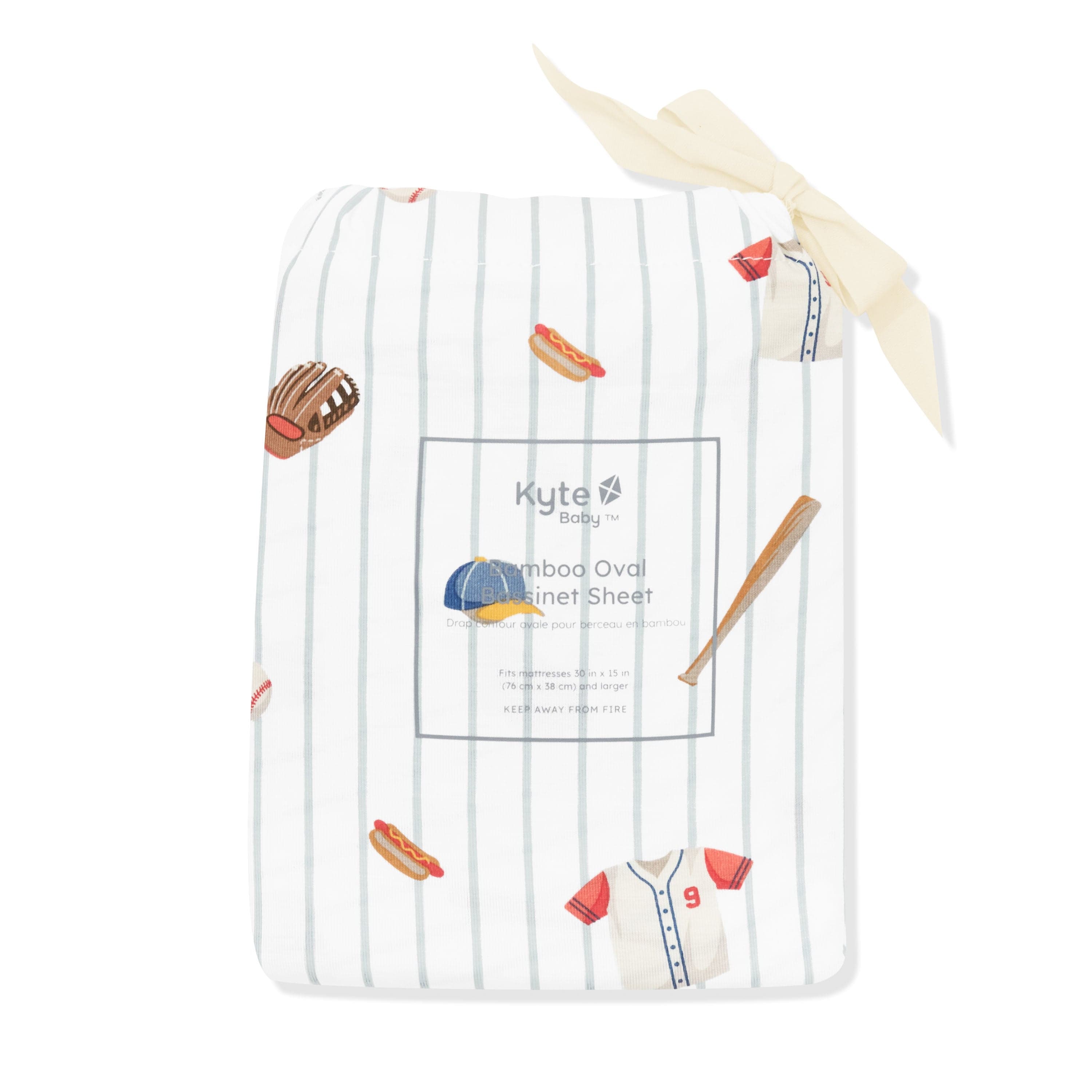 Oval Bassinet Sheet in Home Run in its packaging