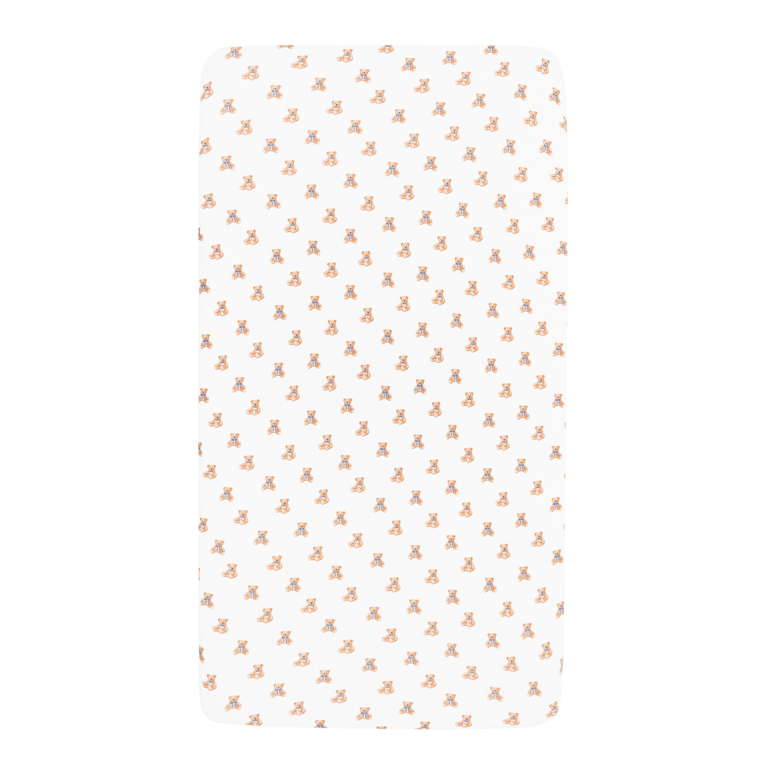 Mini Crib Sheet in Teddy Bear on mattress