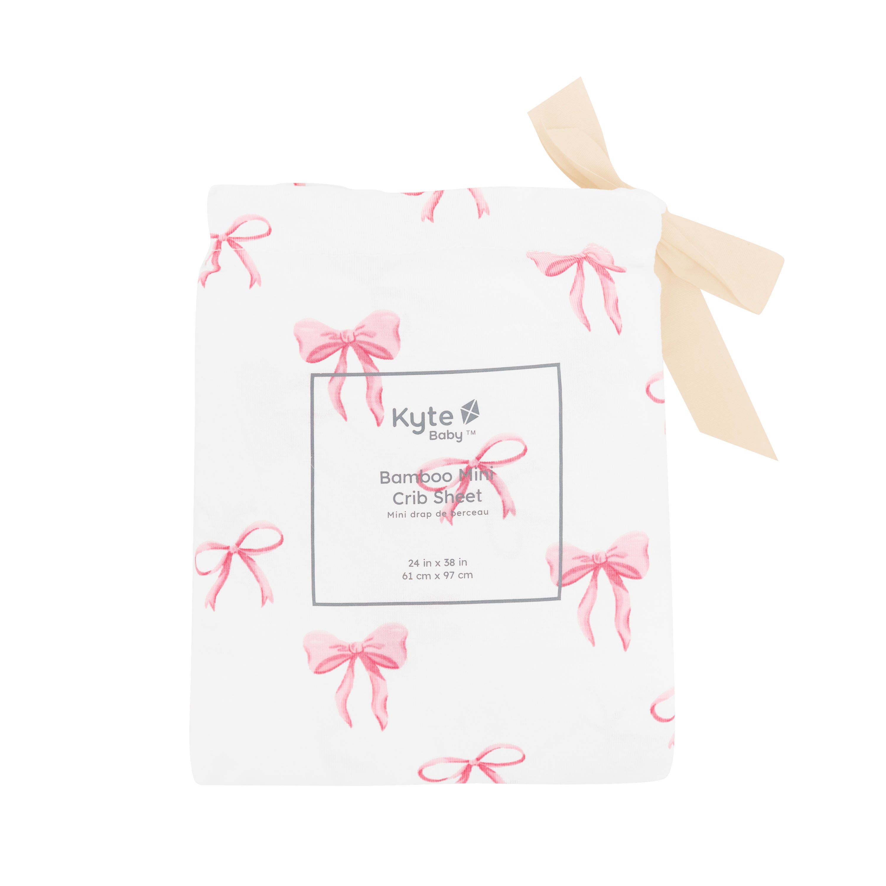 Mini Crib Sheet in Bow packaging