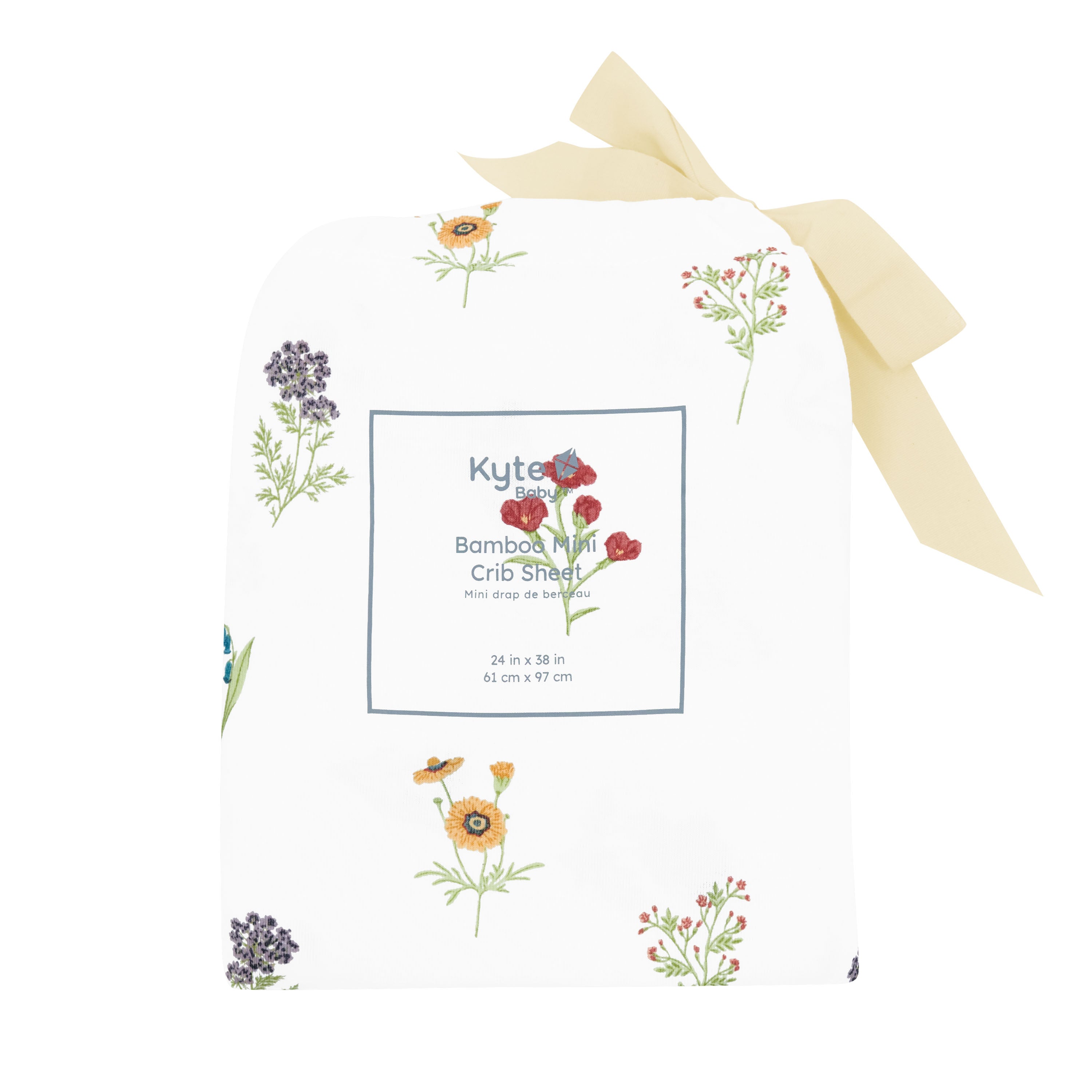 Packaging of Mini Crib Sheet in Wildflower