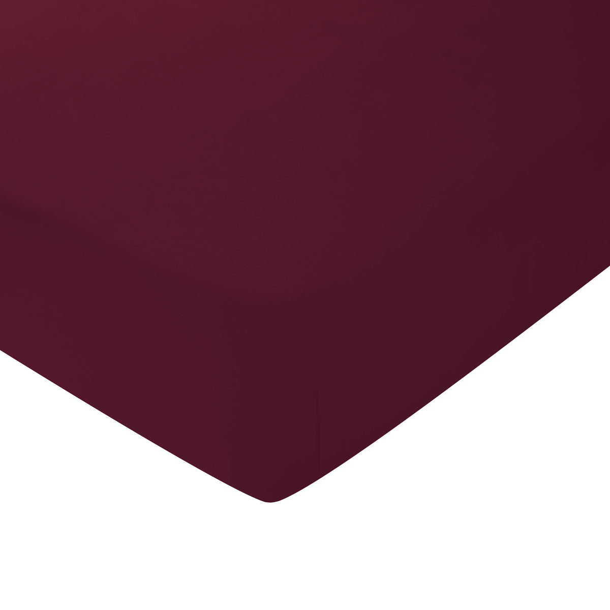 Corner of the Crib Sheet in Burgundy shown on a crib mattress