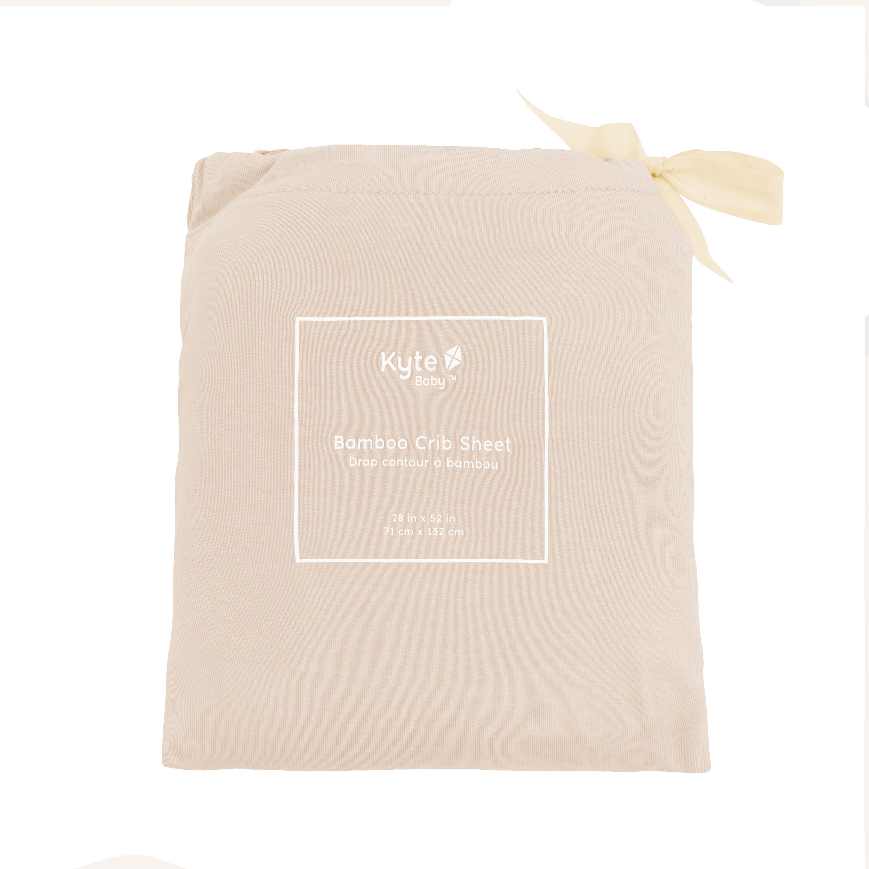 Crib Sheet in Bisque shown in its packaging