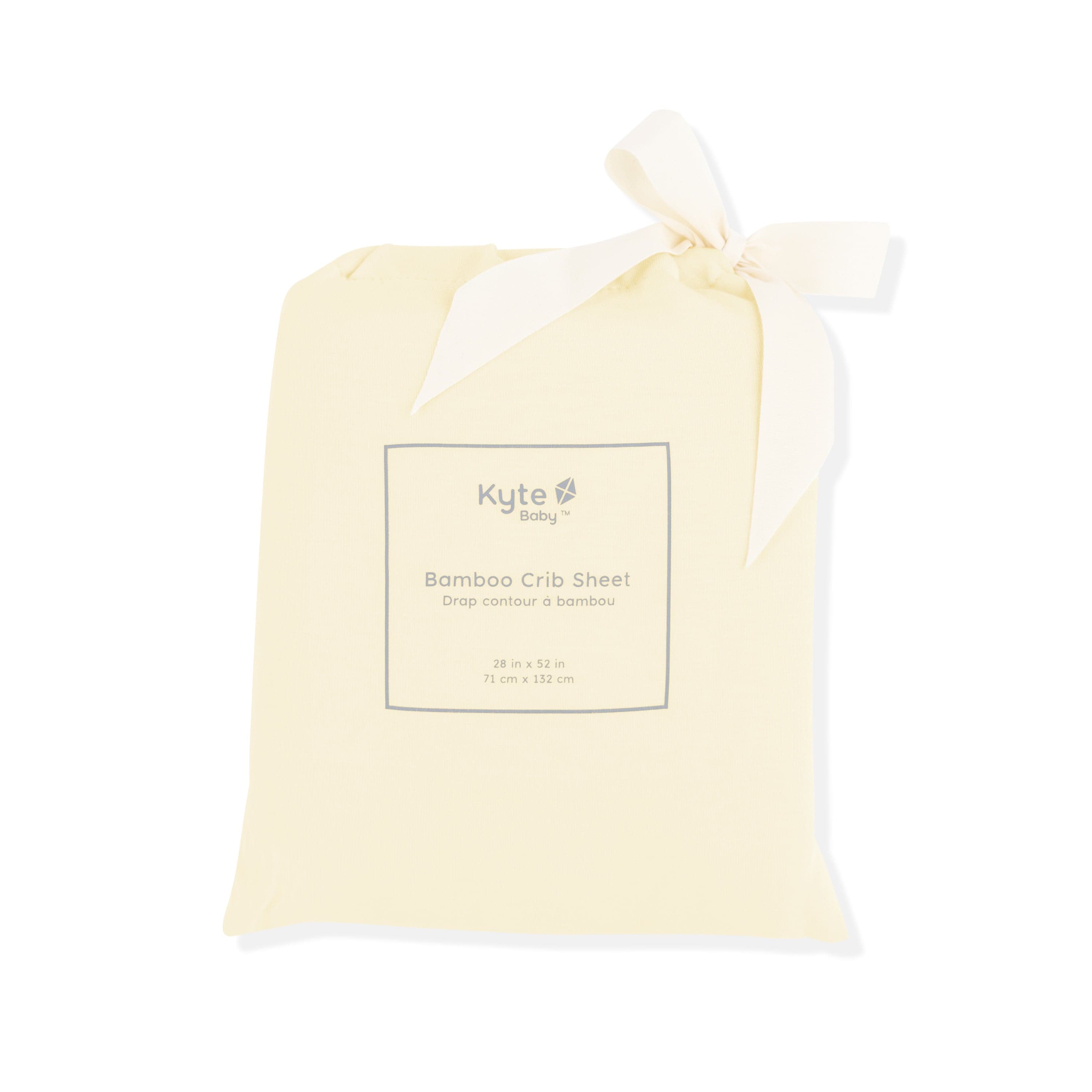 Crib Sheet in Chamomile shown in its packaging