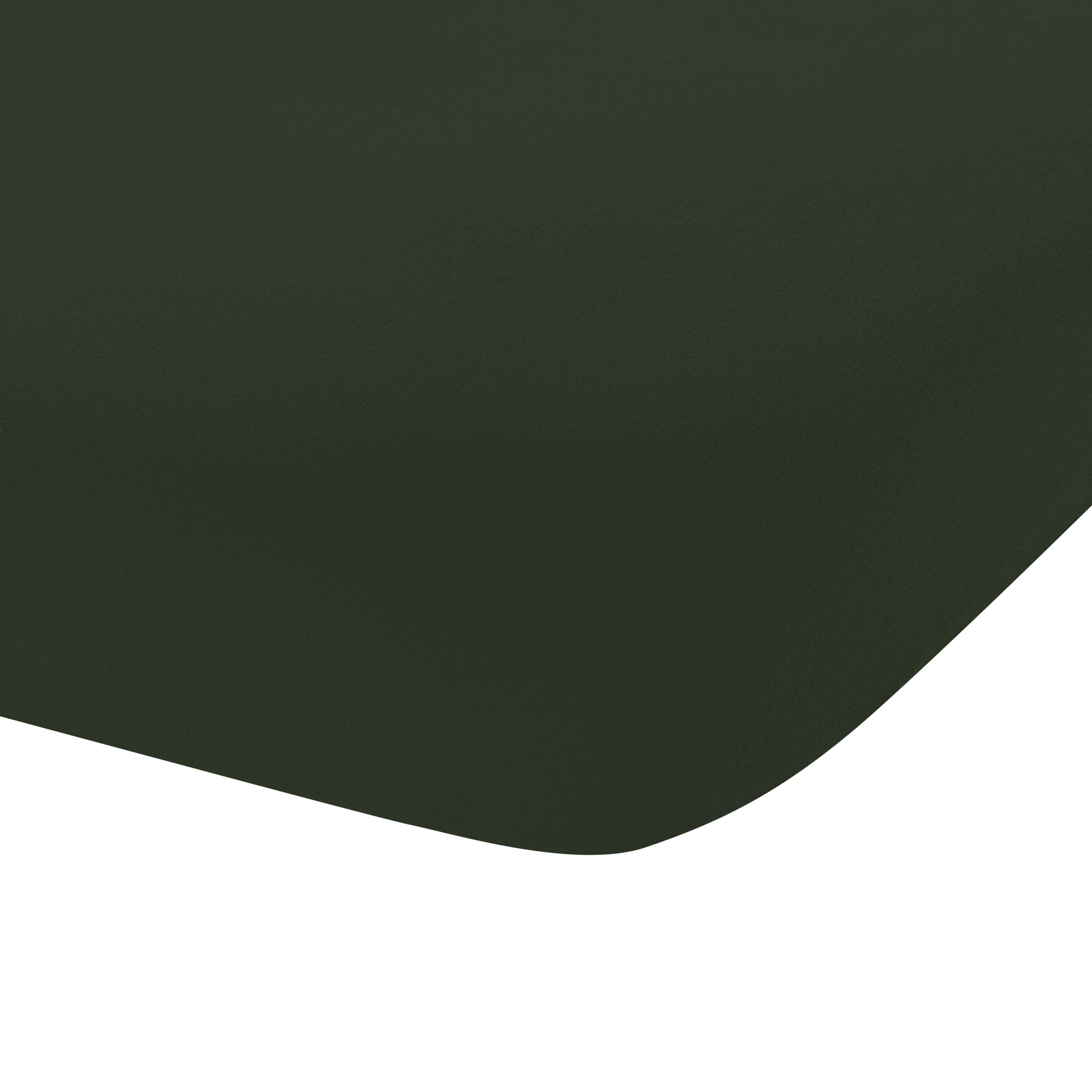 The corner of the Crib Sheet in Fir shown on a crib mattress