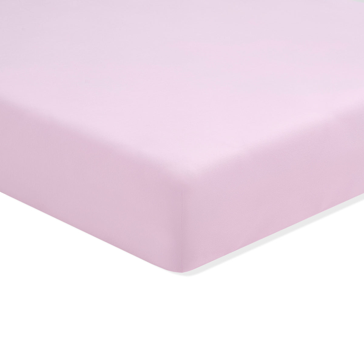 Solid light purple fitted sheet on a white background