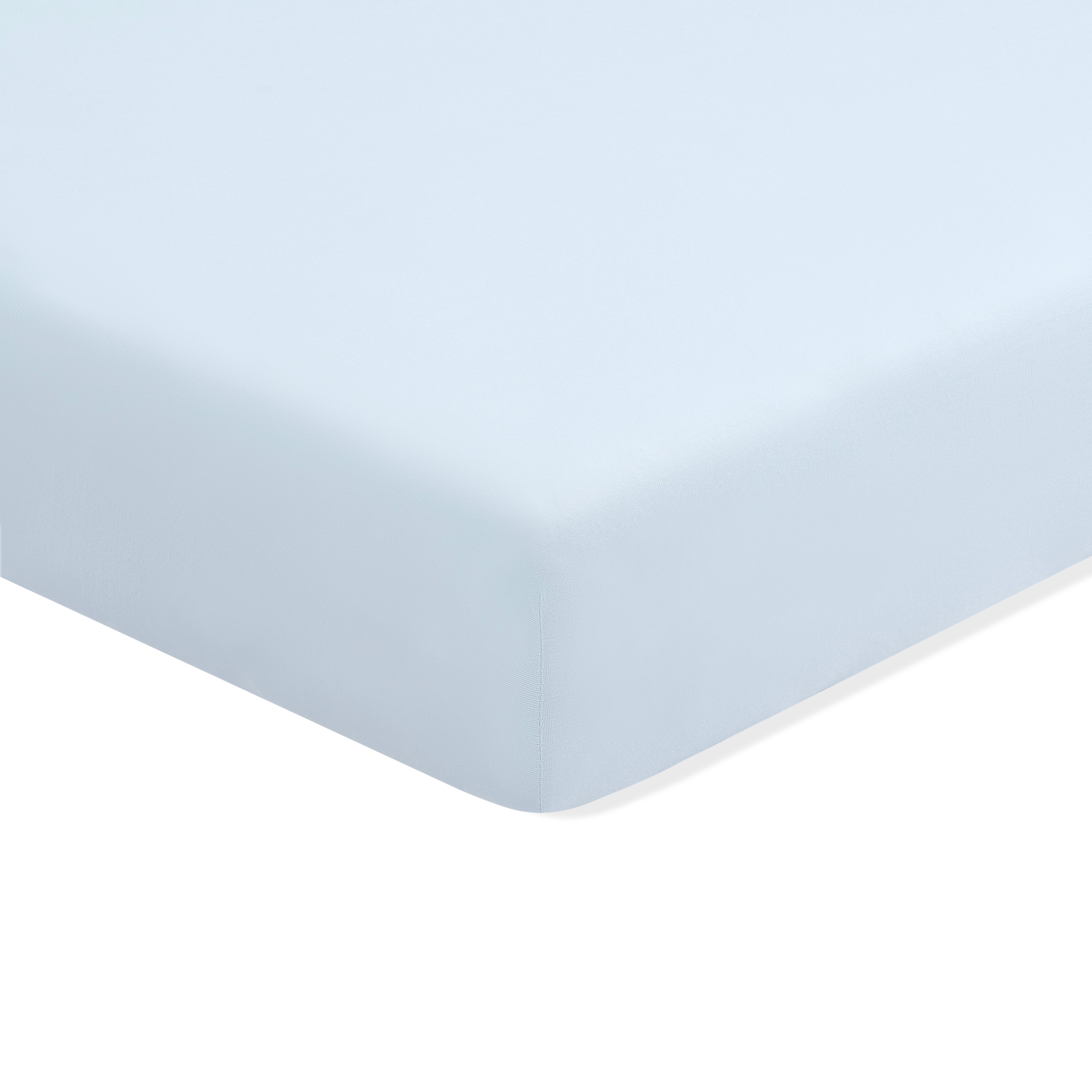 Crib Sheet in Breeze shown on a crib mattress