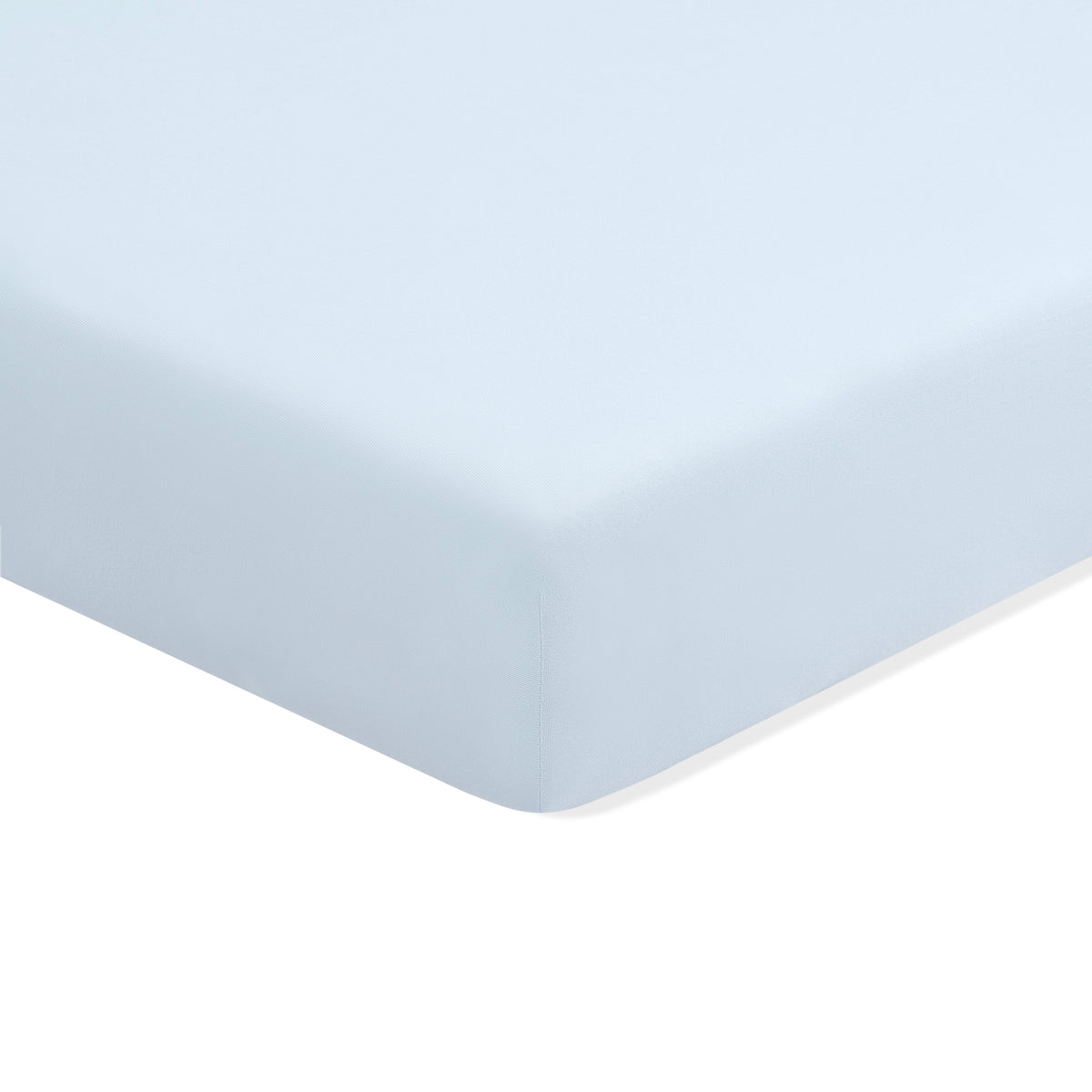 Crib Sheet in Breeze shown on a crib mattress