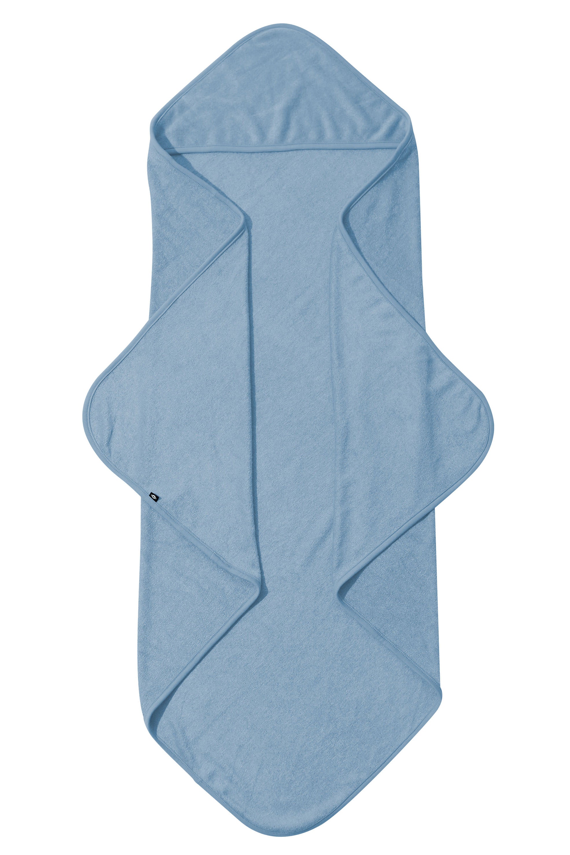 Product photo of the Hooded Bath Towel in Slate showing the hood on the towel