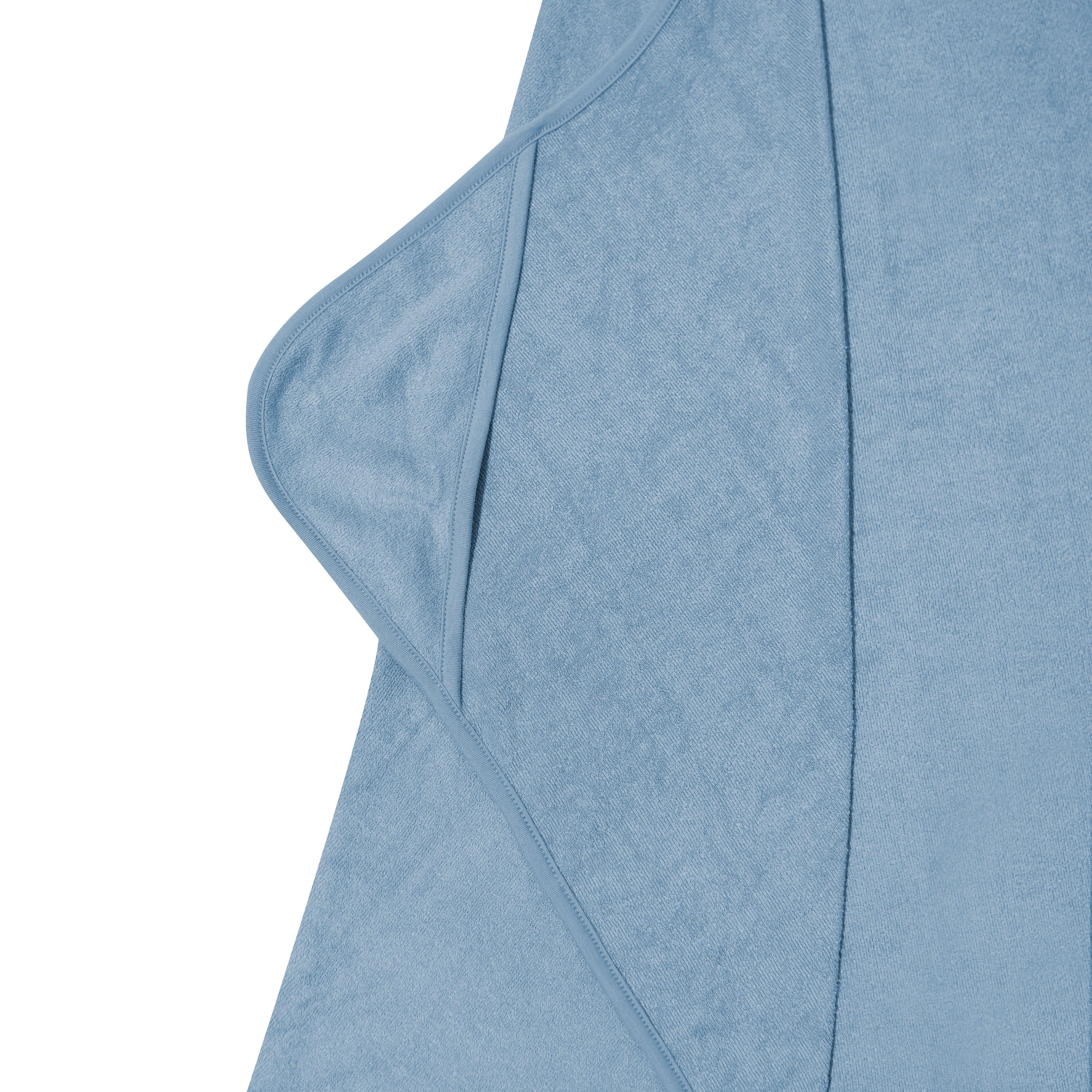 Close up of the hand pockets on the Toddler Hooded Bath Towel in Slate