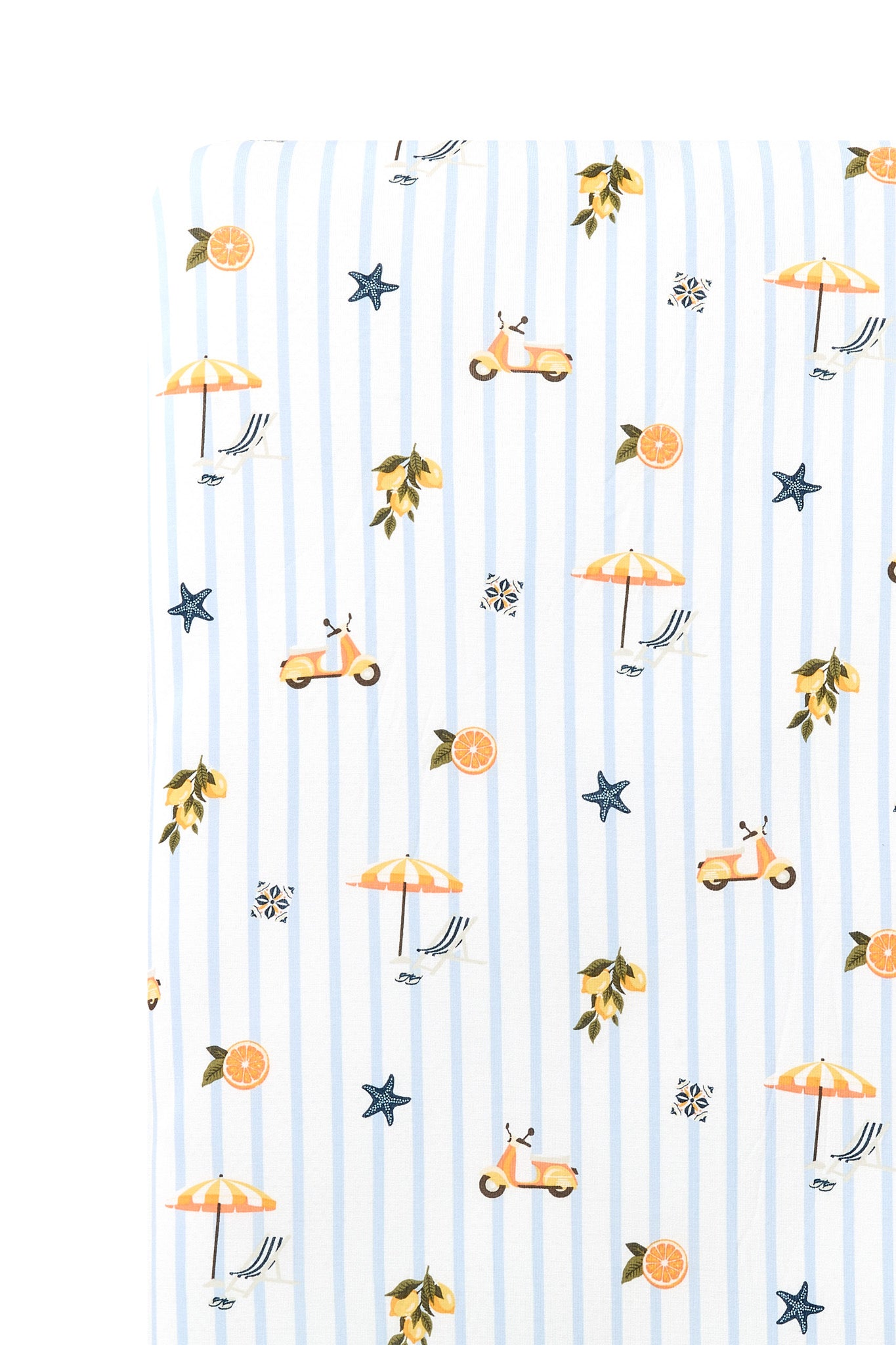 Close up of the Crib Sheet in Amalfi Coast on a mattress