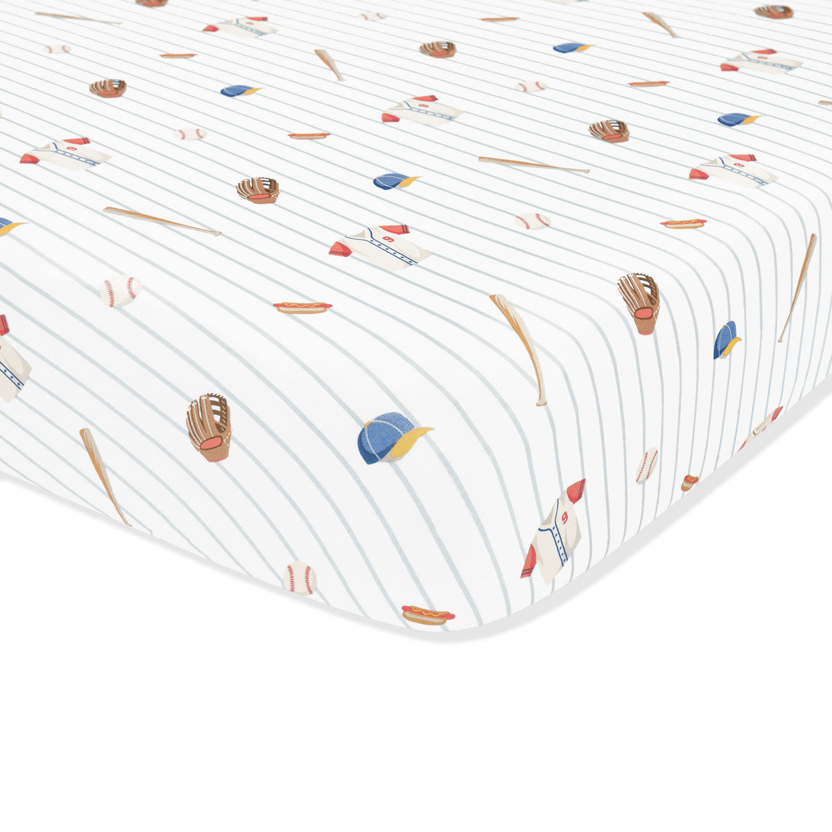 Corner of the Crib Sheet in Home Run on a crib mattress