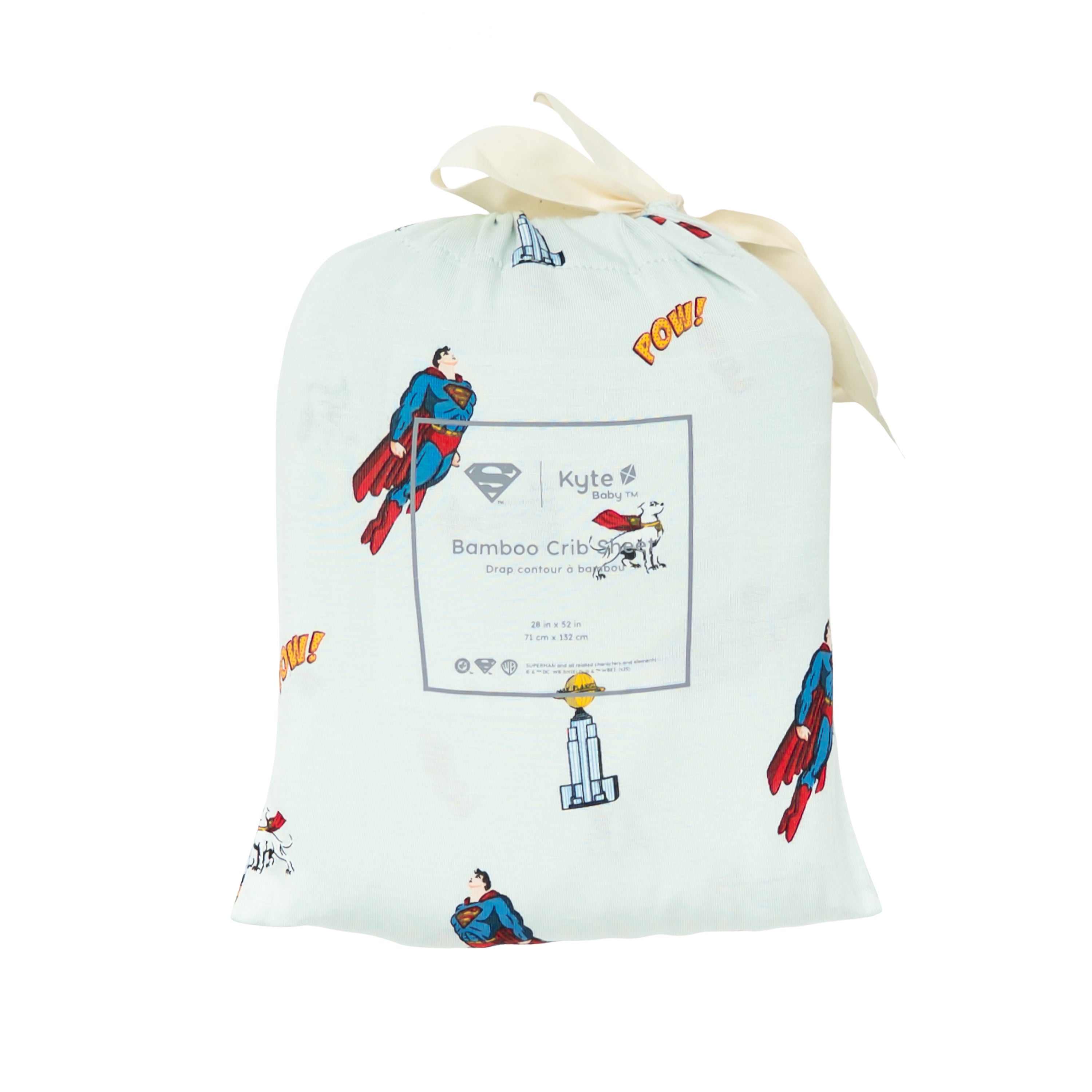 Crib Sheet in Superman™ shown in its packaging