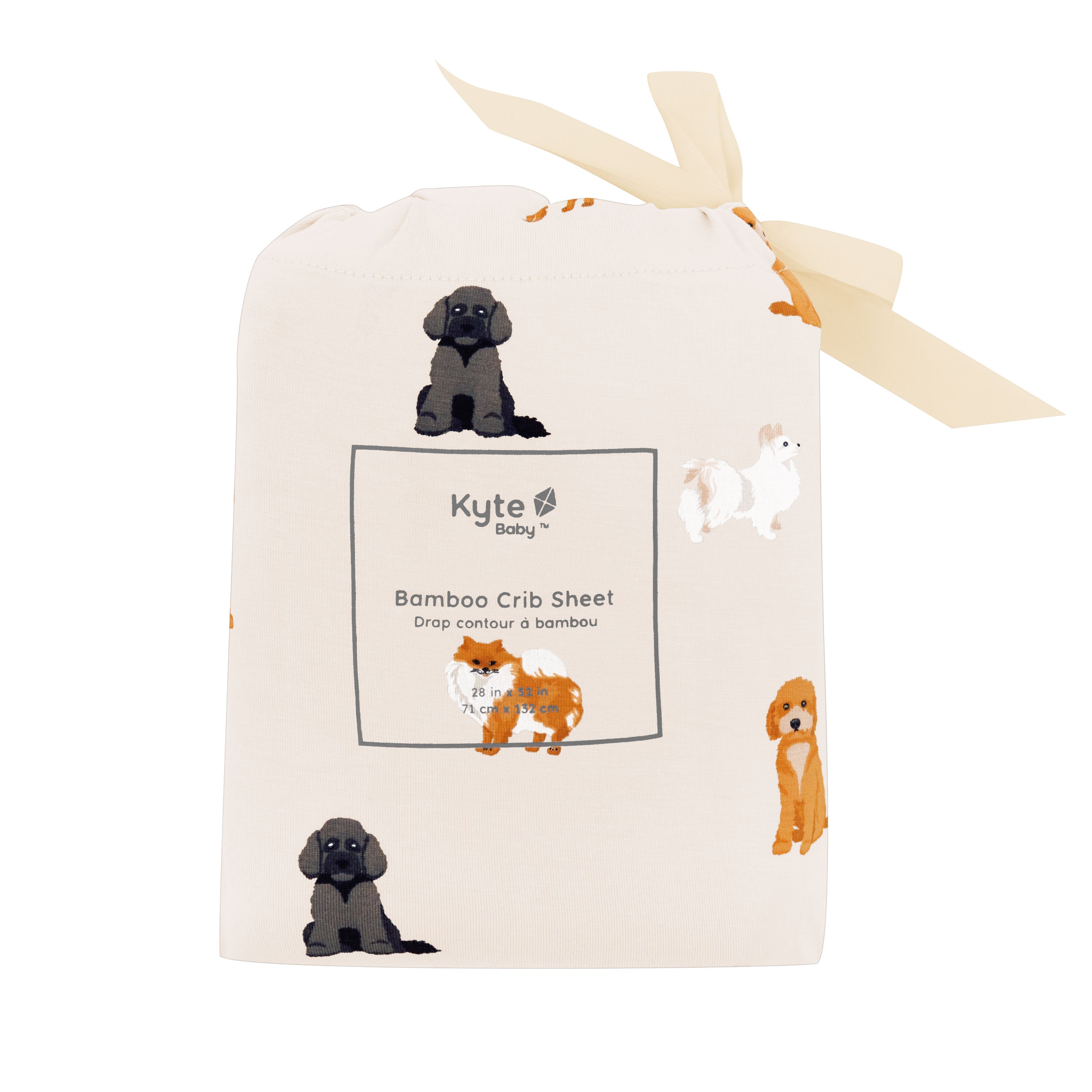 Fluffy Dog crib sheet in bag