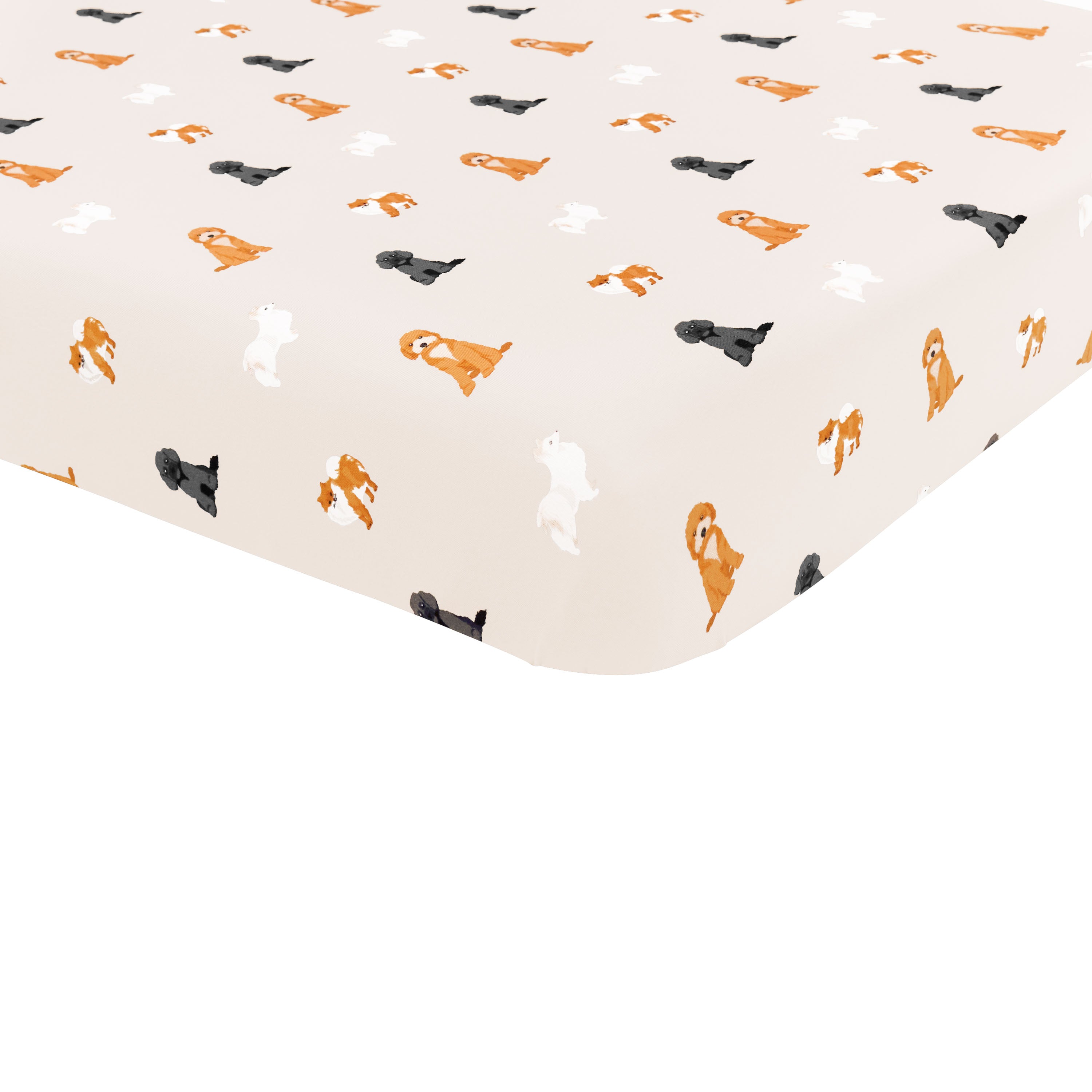Corner of bamboo Crib Sheet in Fluffy Dog