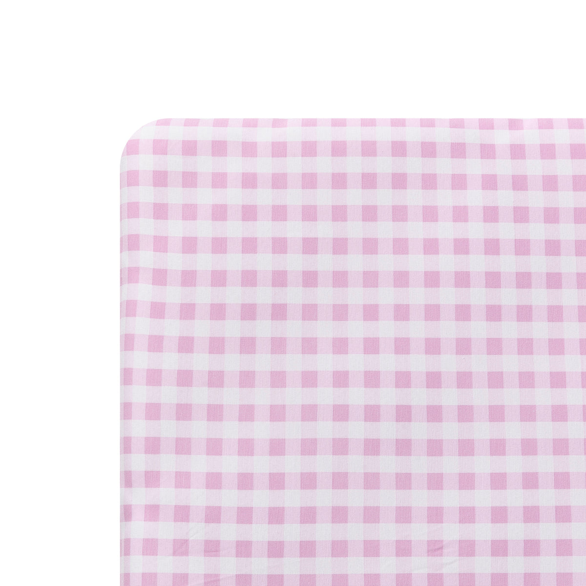 Close up of the Crib Sheet in Gingham Thistle on a mattress