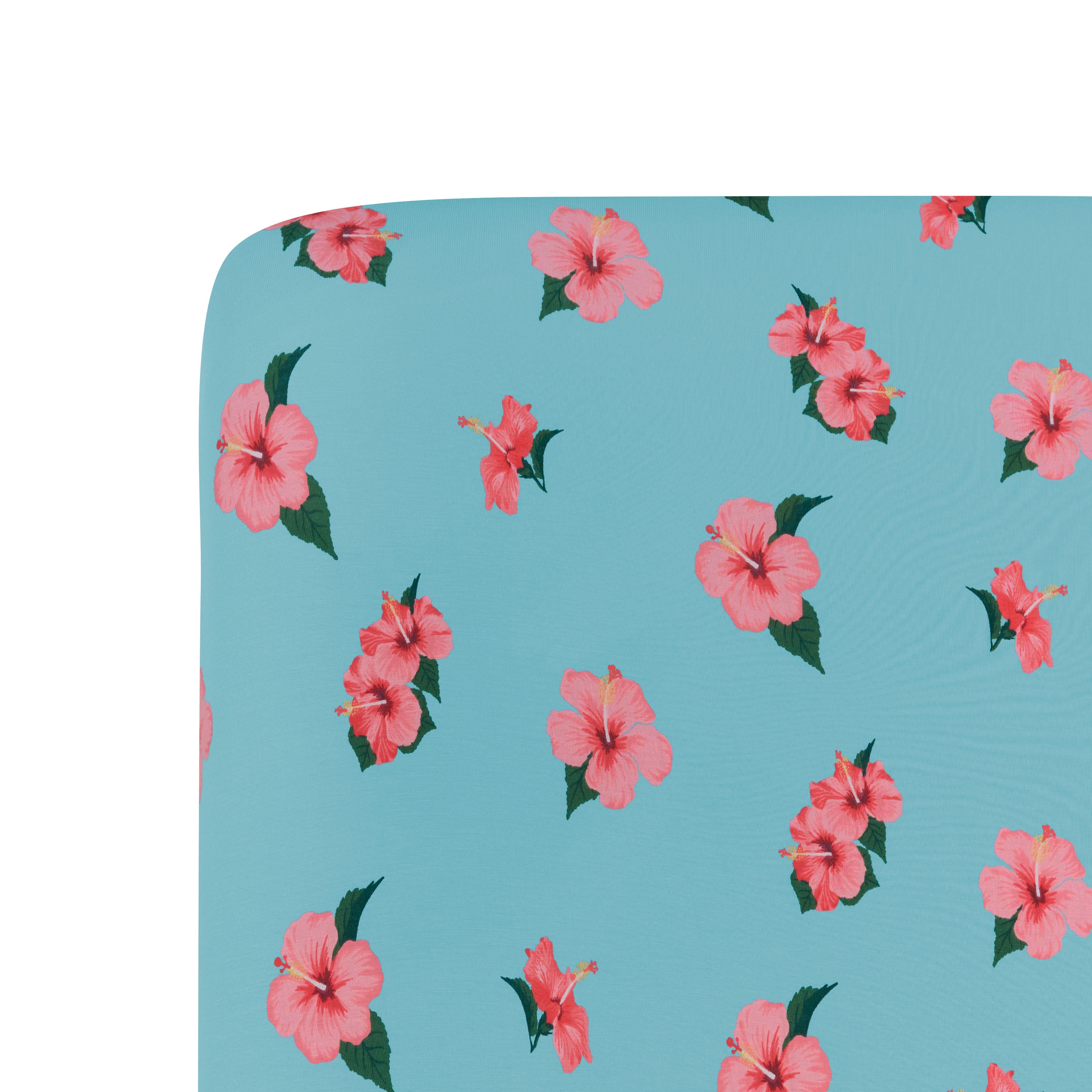 Blue and pink Crib Sheet in Hibiscus