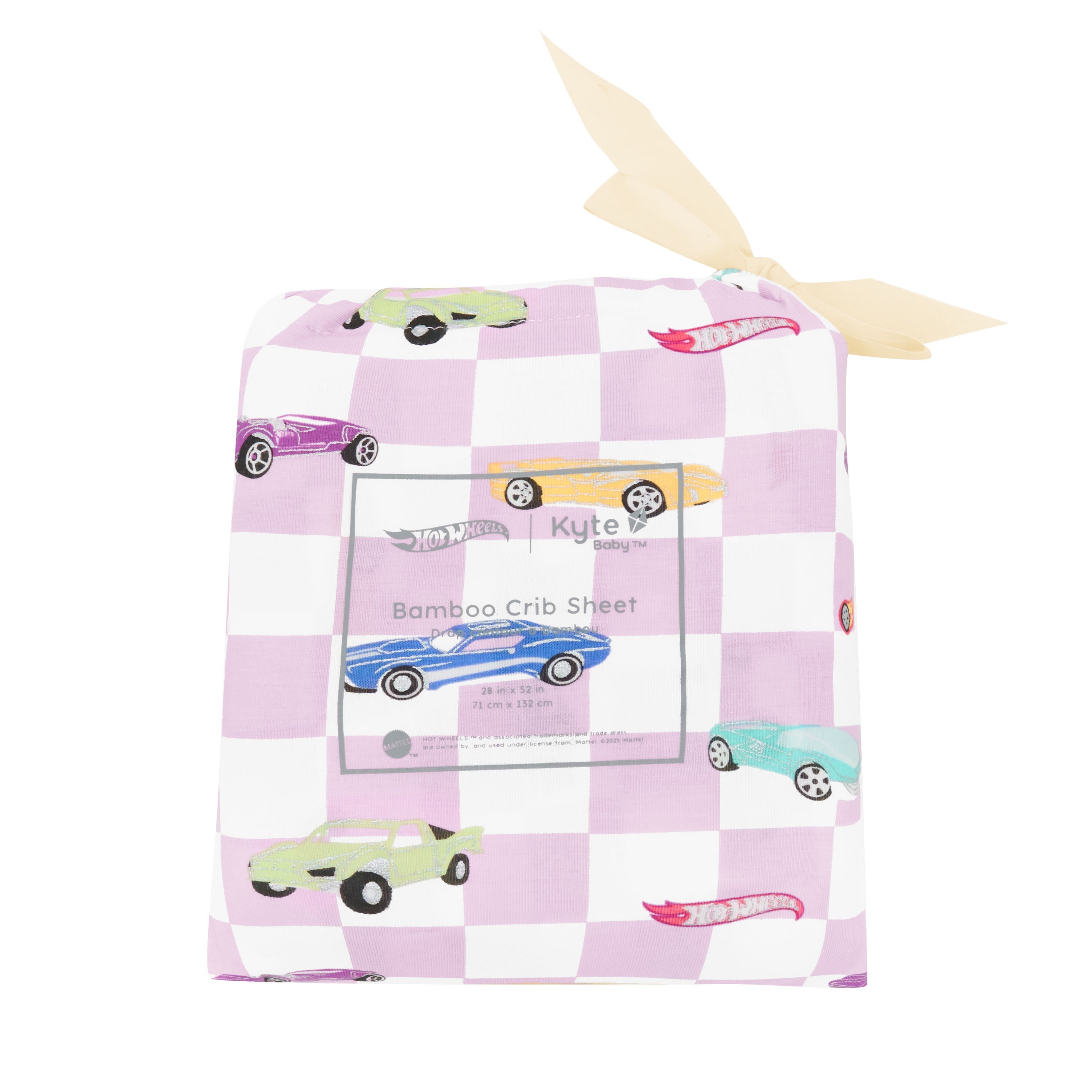 Crib Sheet in Sparkles and Speed shown in its packaging