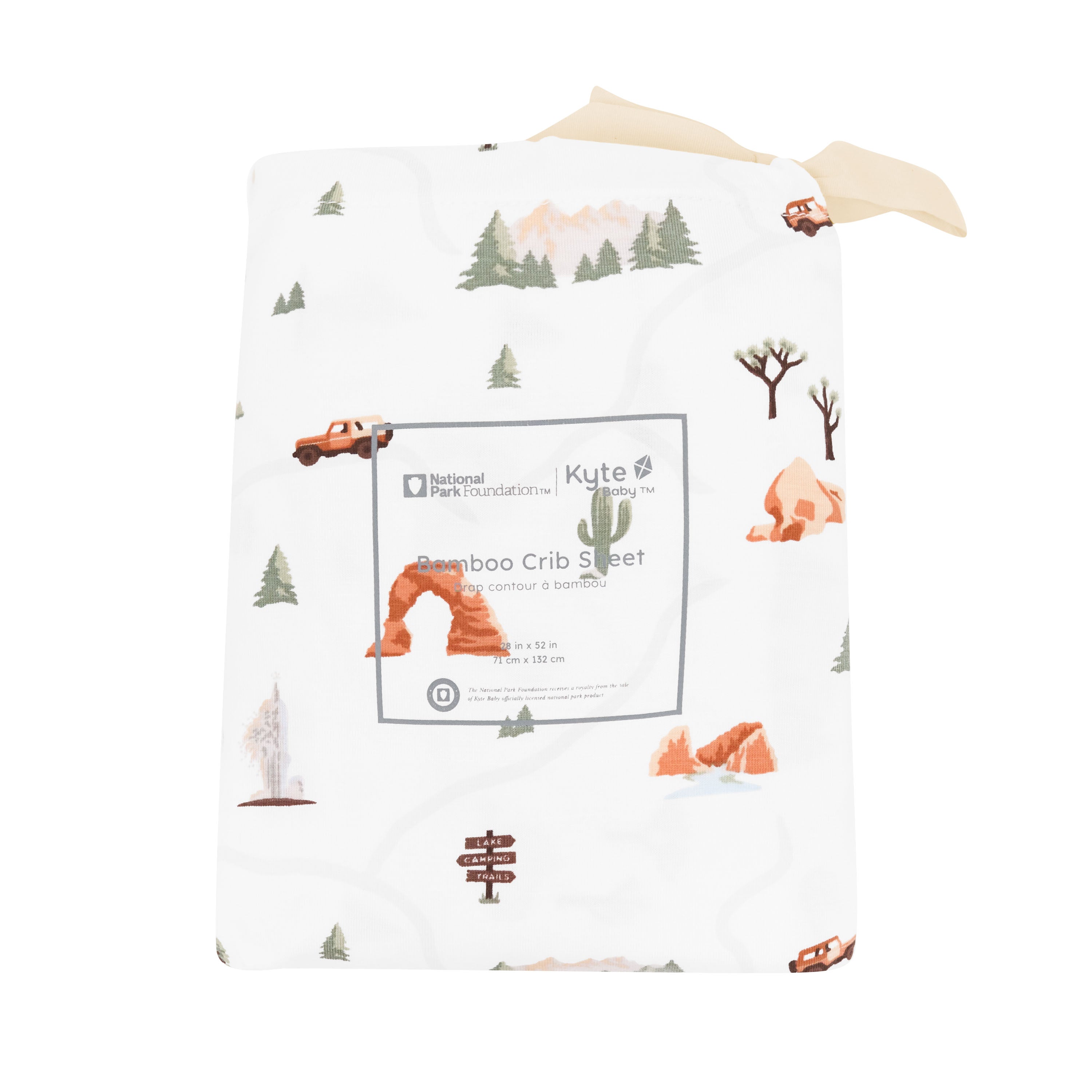 Crib Sheet in Road Trip shown in packaging