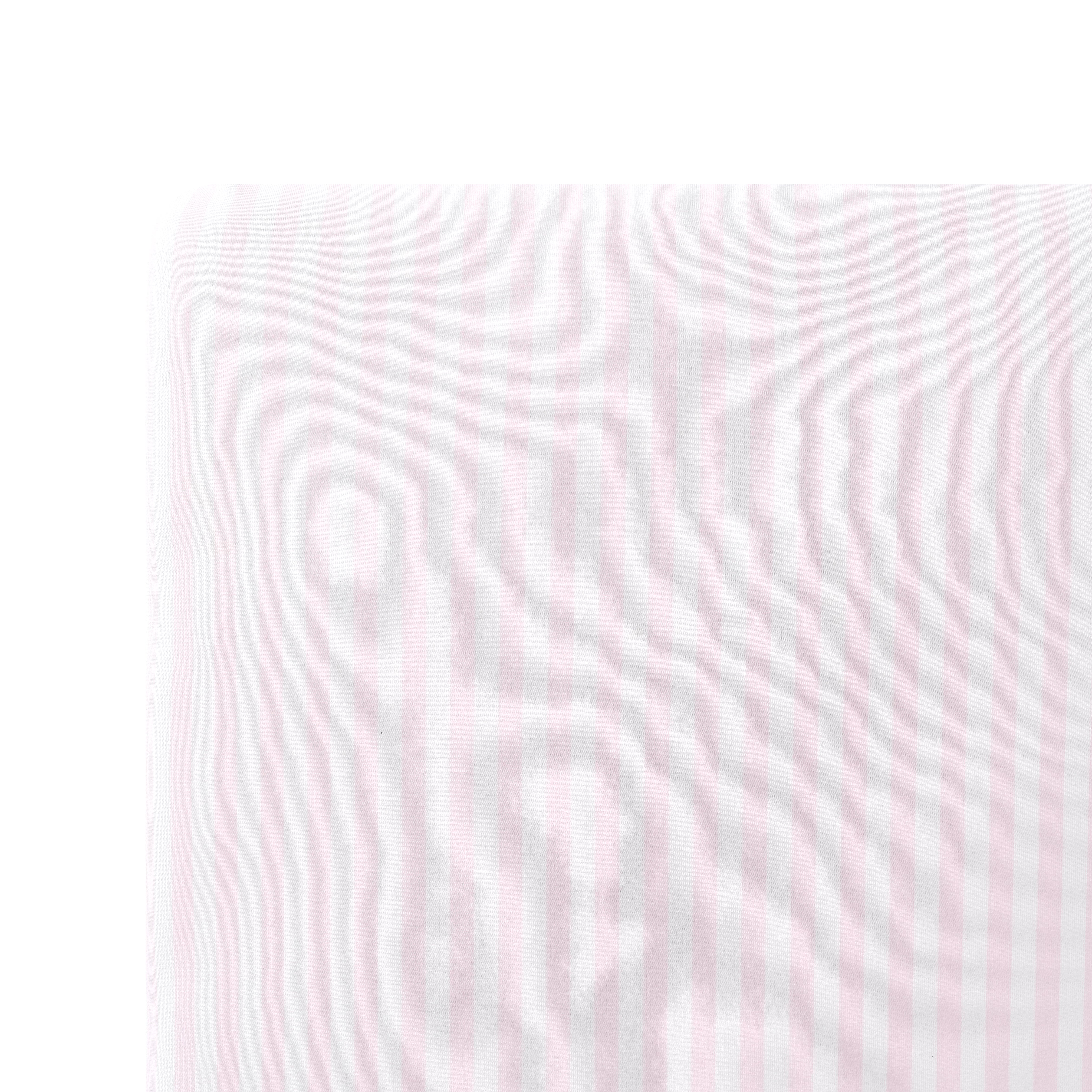 Close up of the Twin Sheet in Small Sakura Stripe shown on a mattress