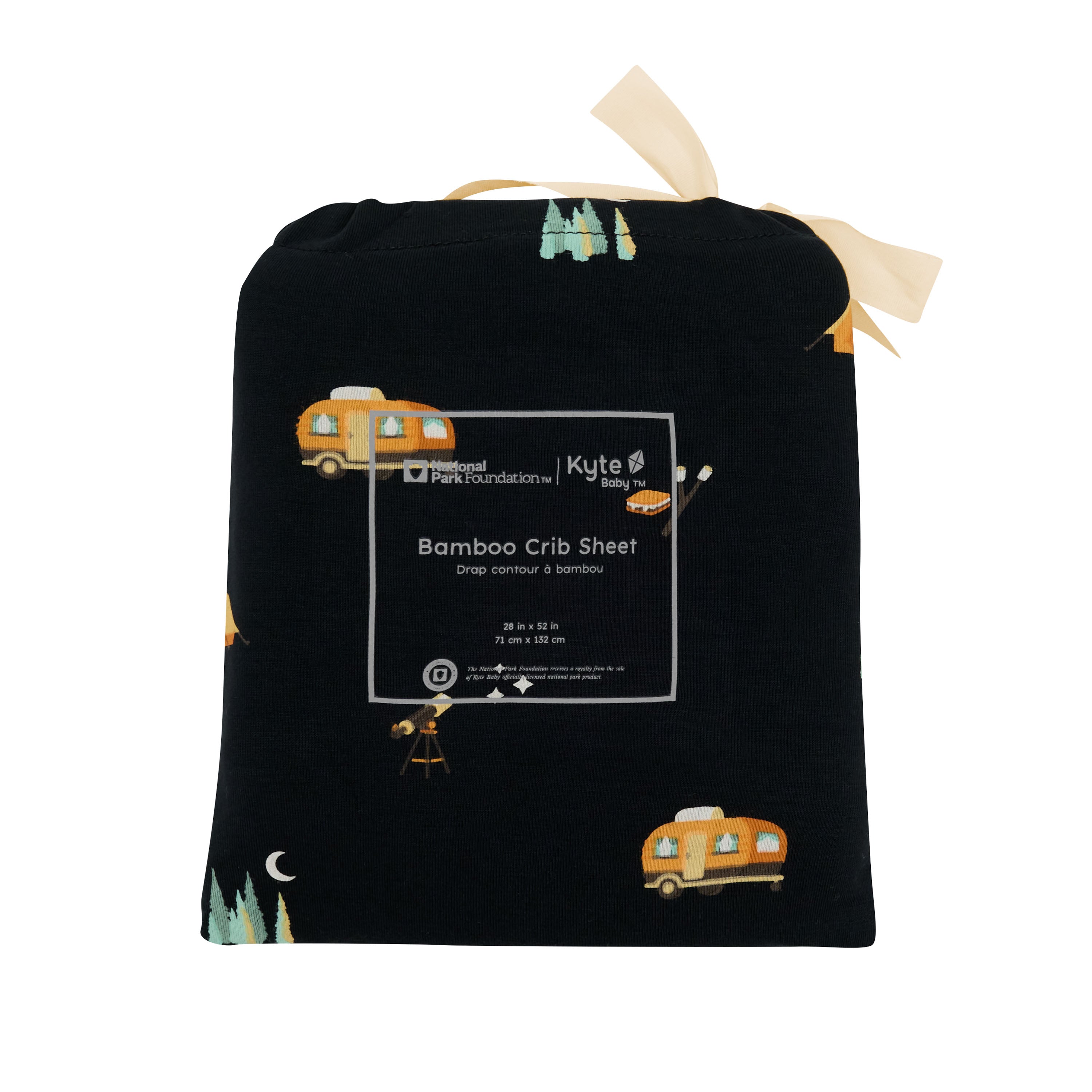 Crib Sheet in Under the Stars shown in its packaging