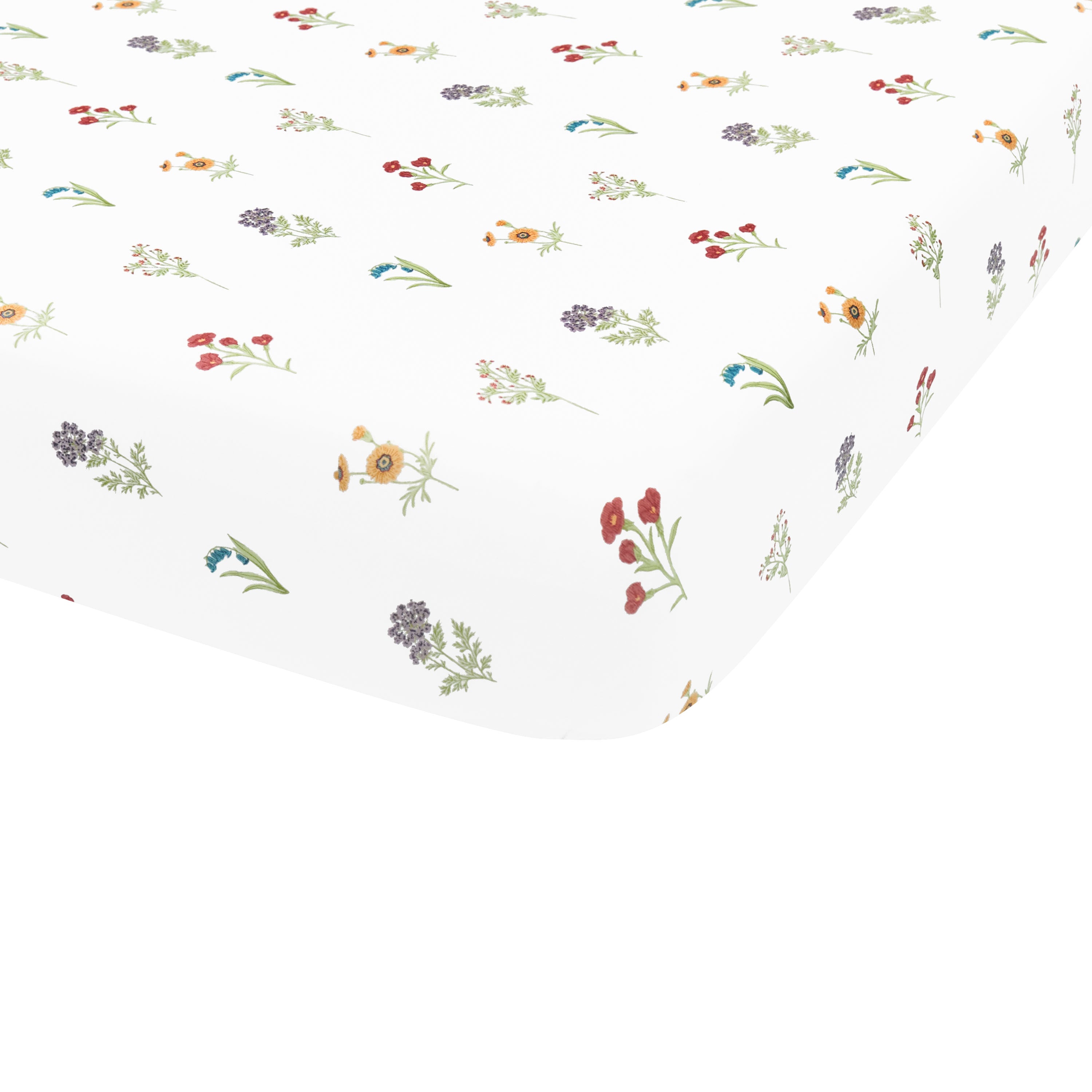 Corner of mattress with Crib Sheet in Wildflower on