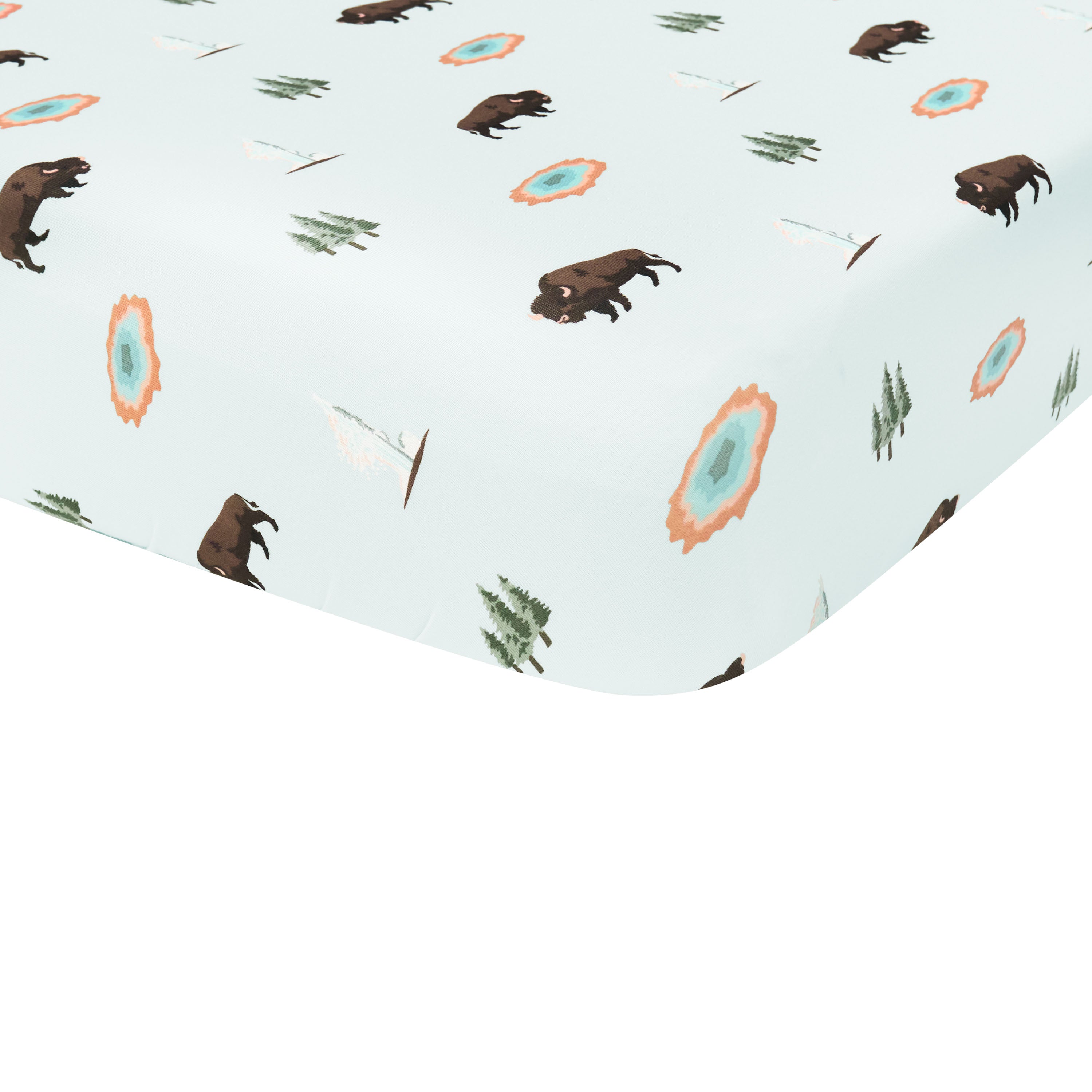Crib Sheet in Yellowstone on a crib mattress