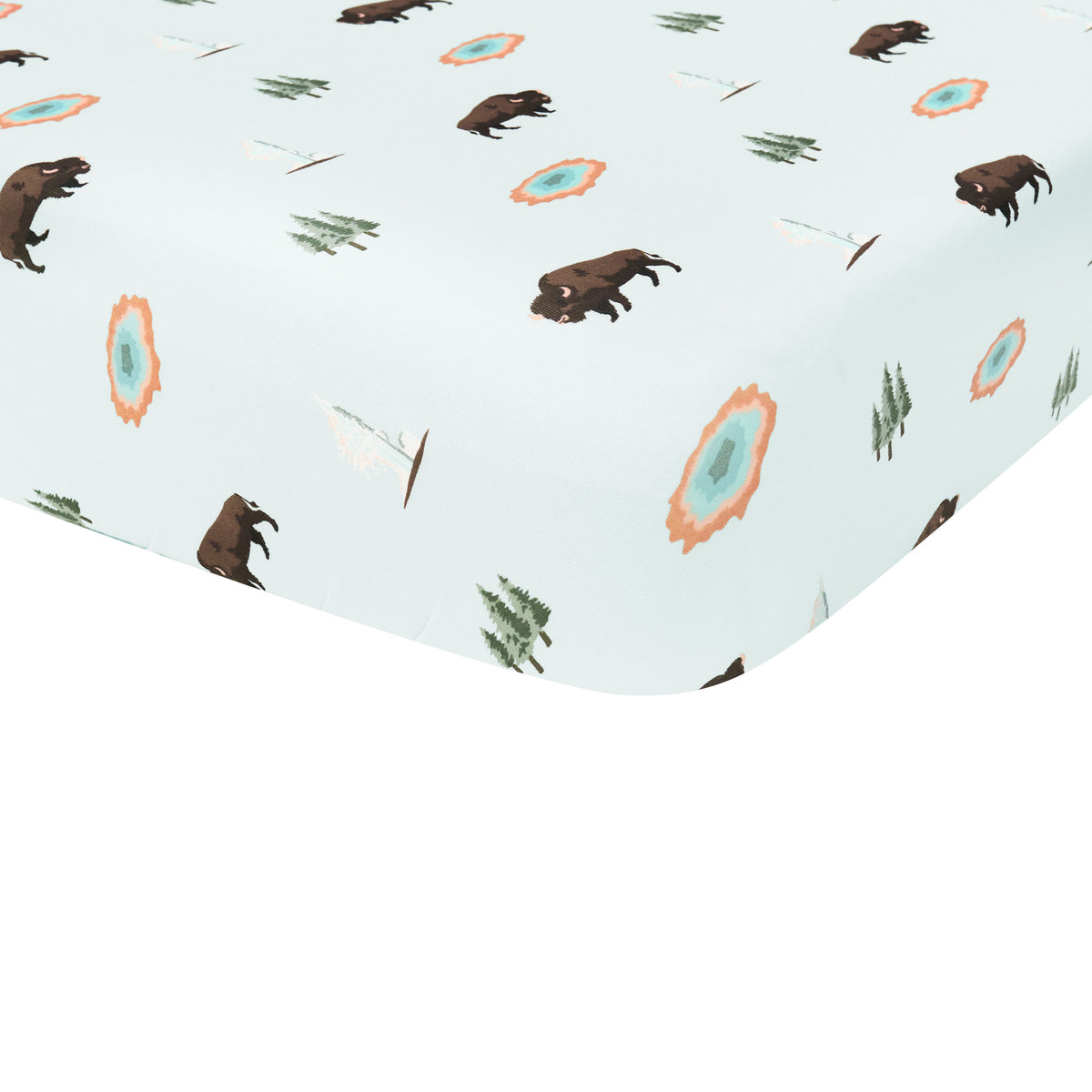 Crib Sheet in Yellowstone on a crib mattress