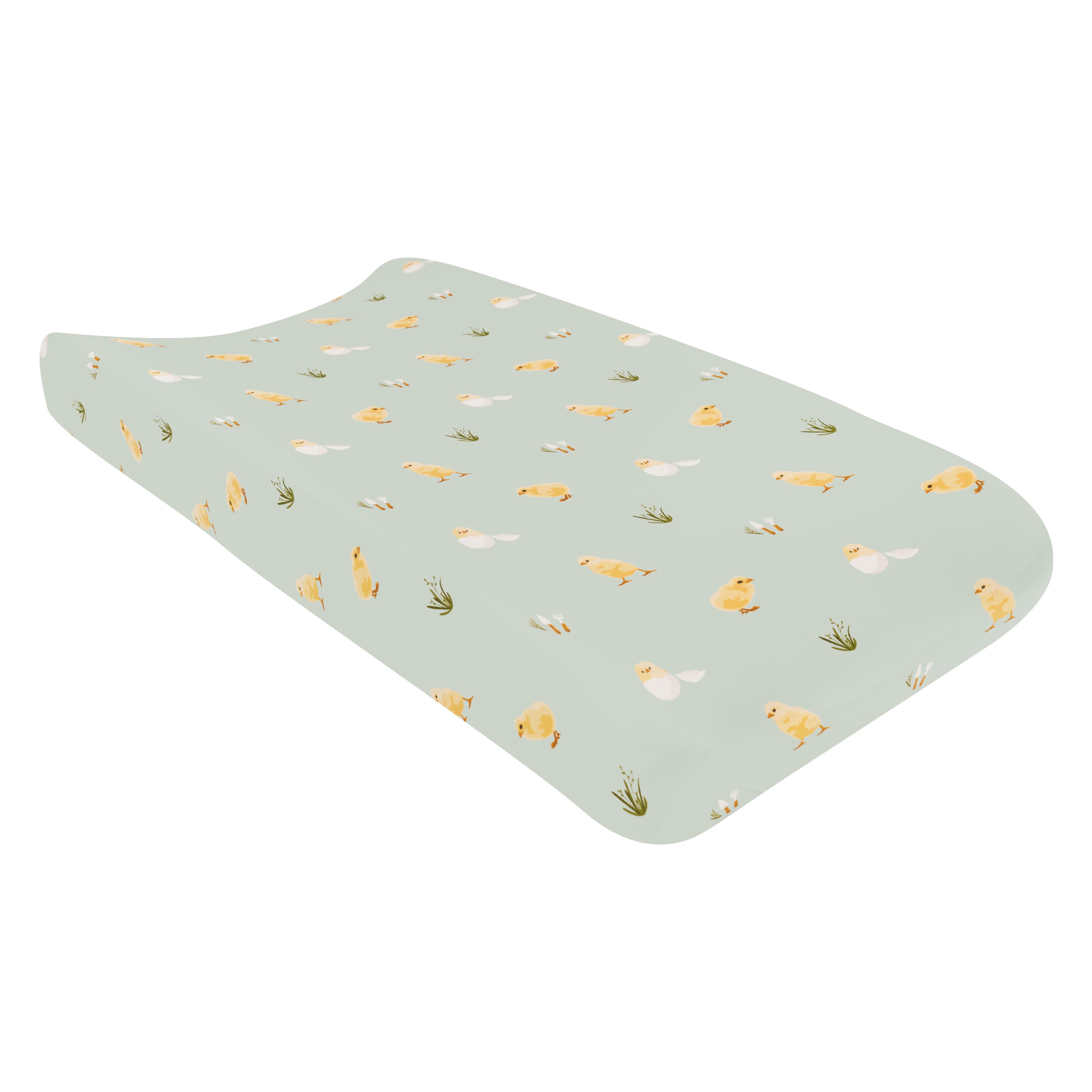 Change Pad Cover in Aloe Chick on change pad