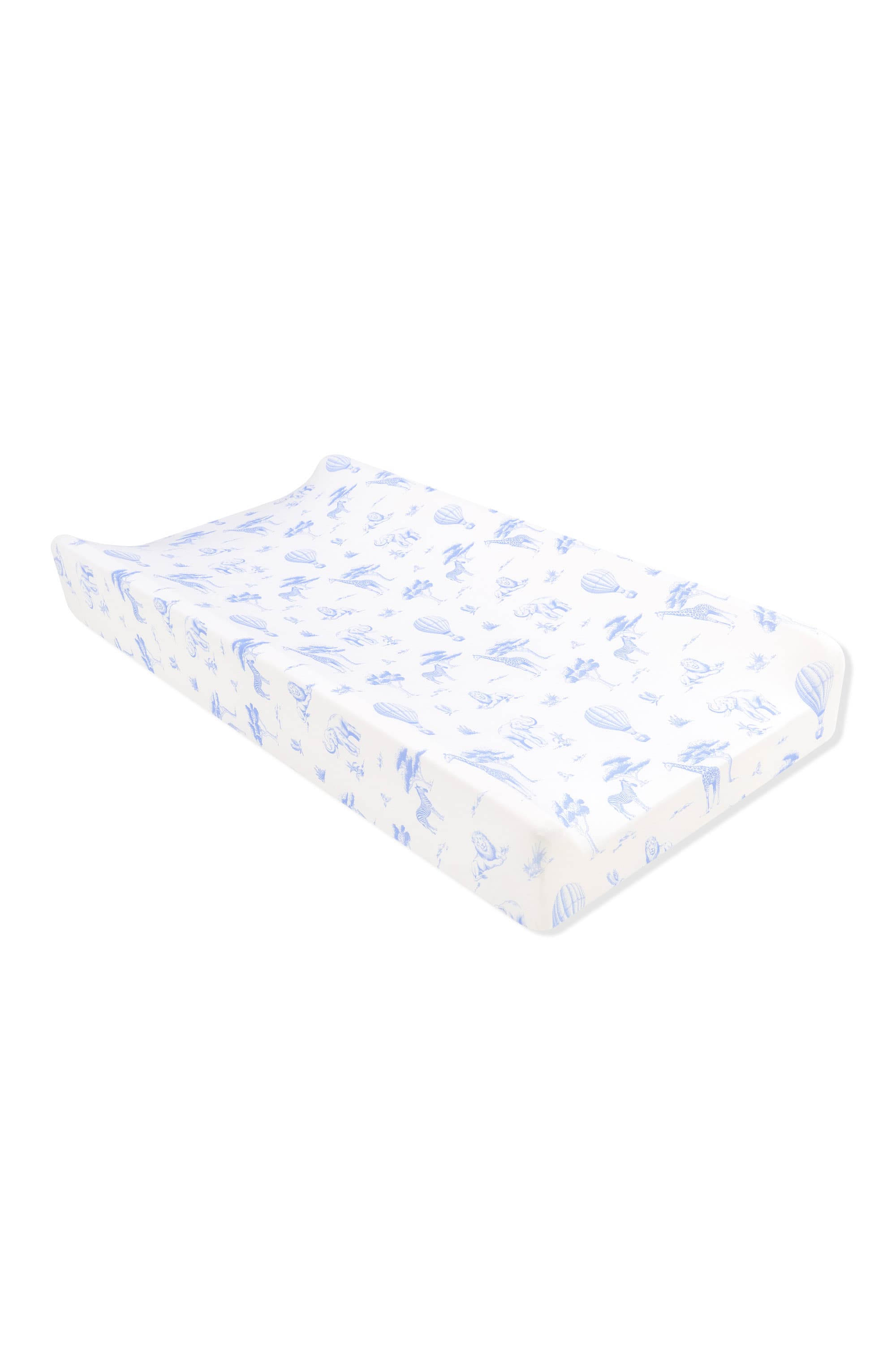 Change Pad Cover in Toile Safari shown on a change pad