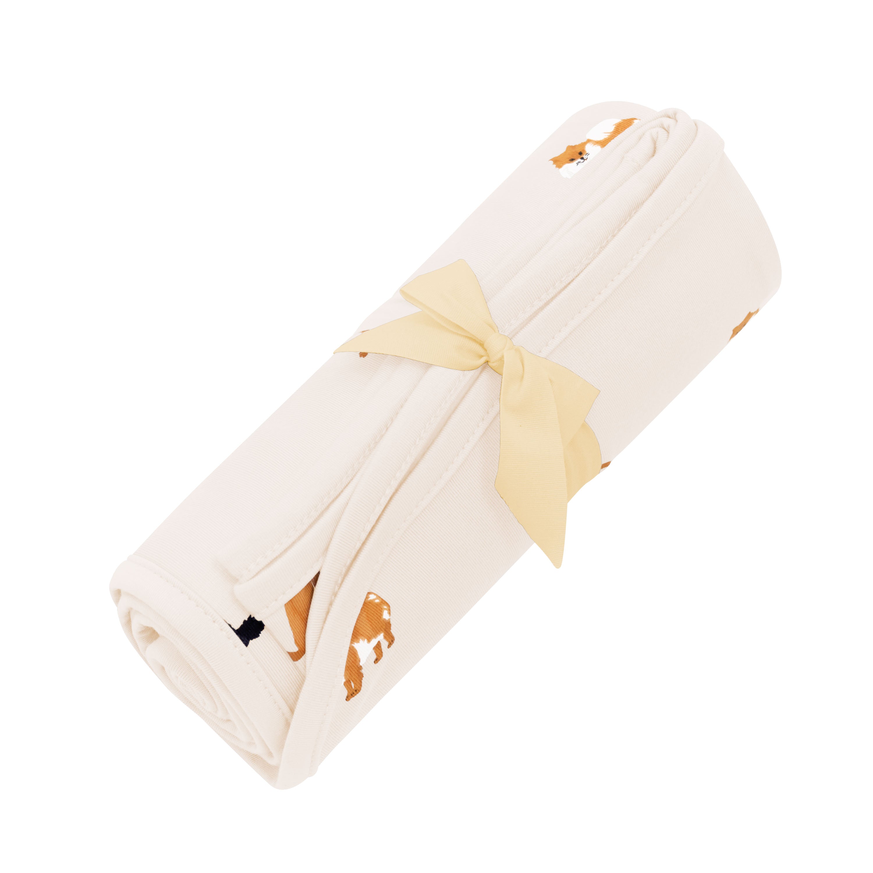 Swaddle Blanket in Fluffy Dog shown wrapped in packaging