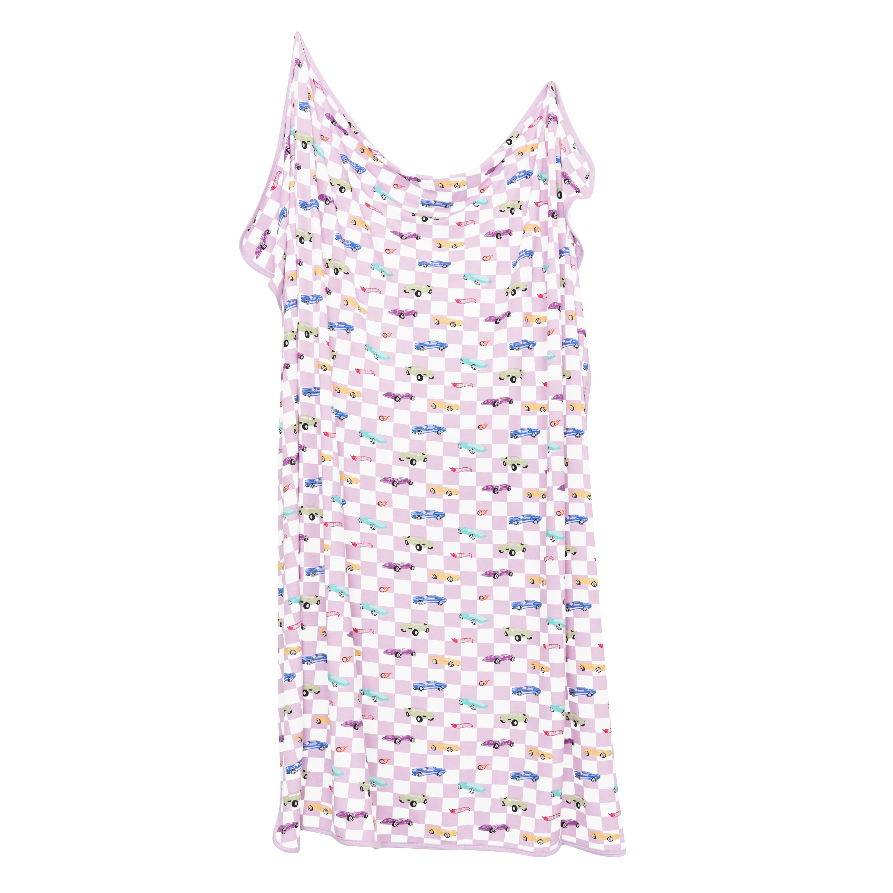 Swaddle Blanket in Sparkles and Speed shown unswaddled